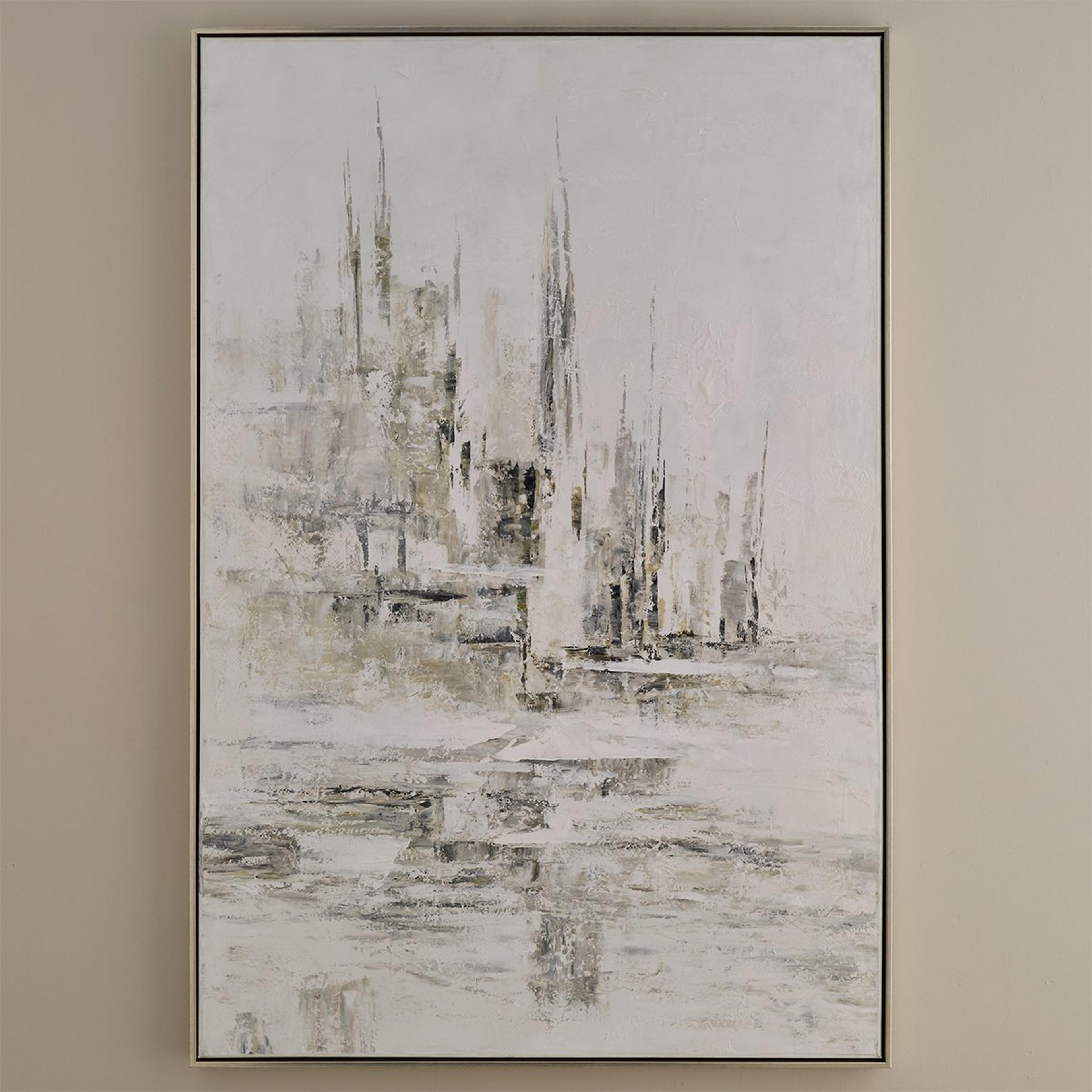 A Griseo Portum Wall Art with Gray / White color