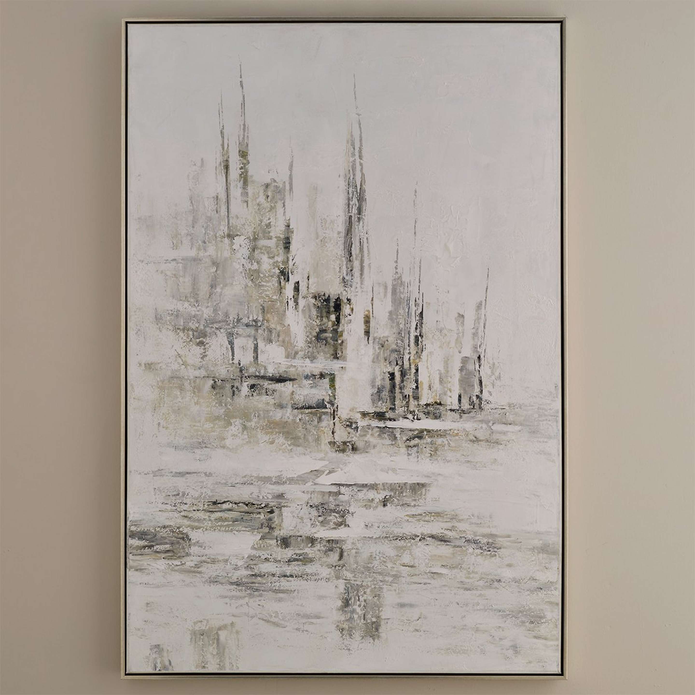 A Griseo Portum Wall Art with Gray / White color