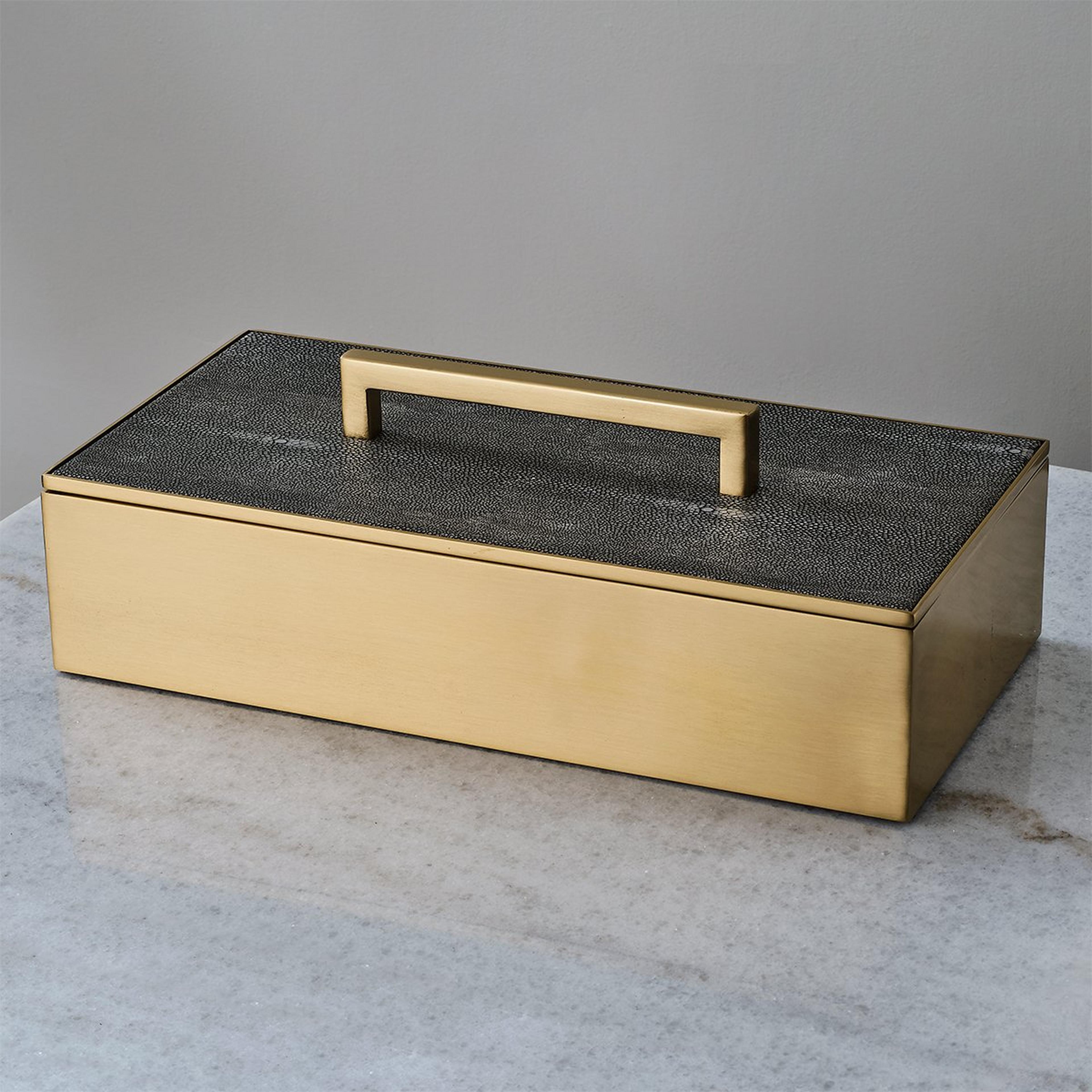 A Faux Shagreen Box with Brass / Black color