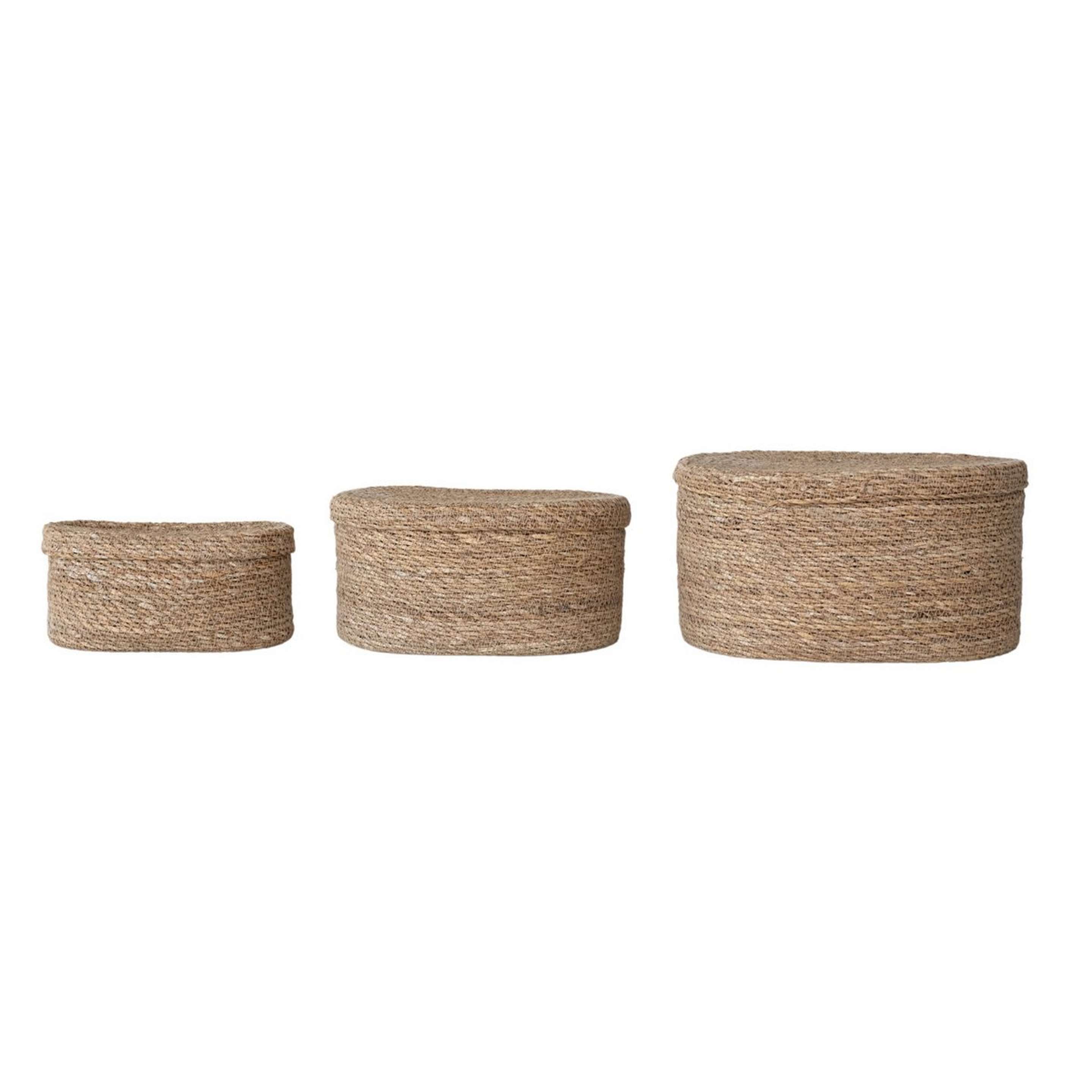 A Nora Oval Baskets - Set of 3 with Natural Seagrass color