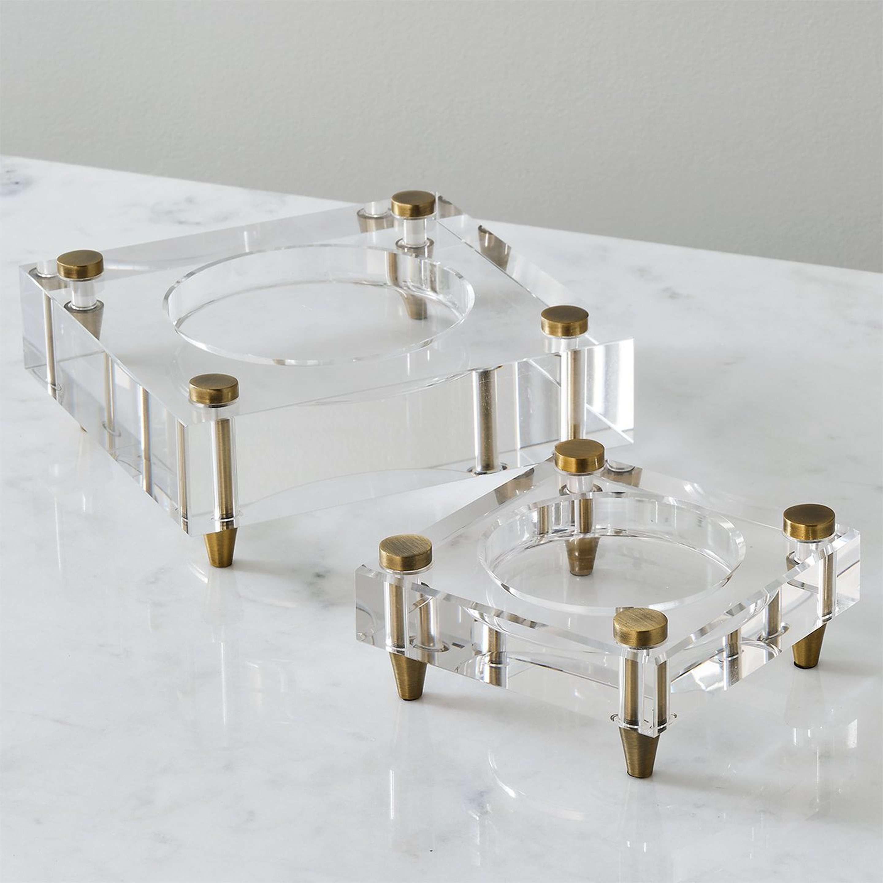 A Sylvia Candle Holders - Set of 2 with Clear Acrylic / Gold color