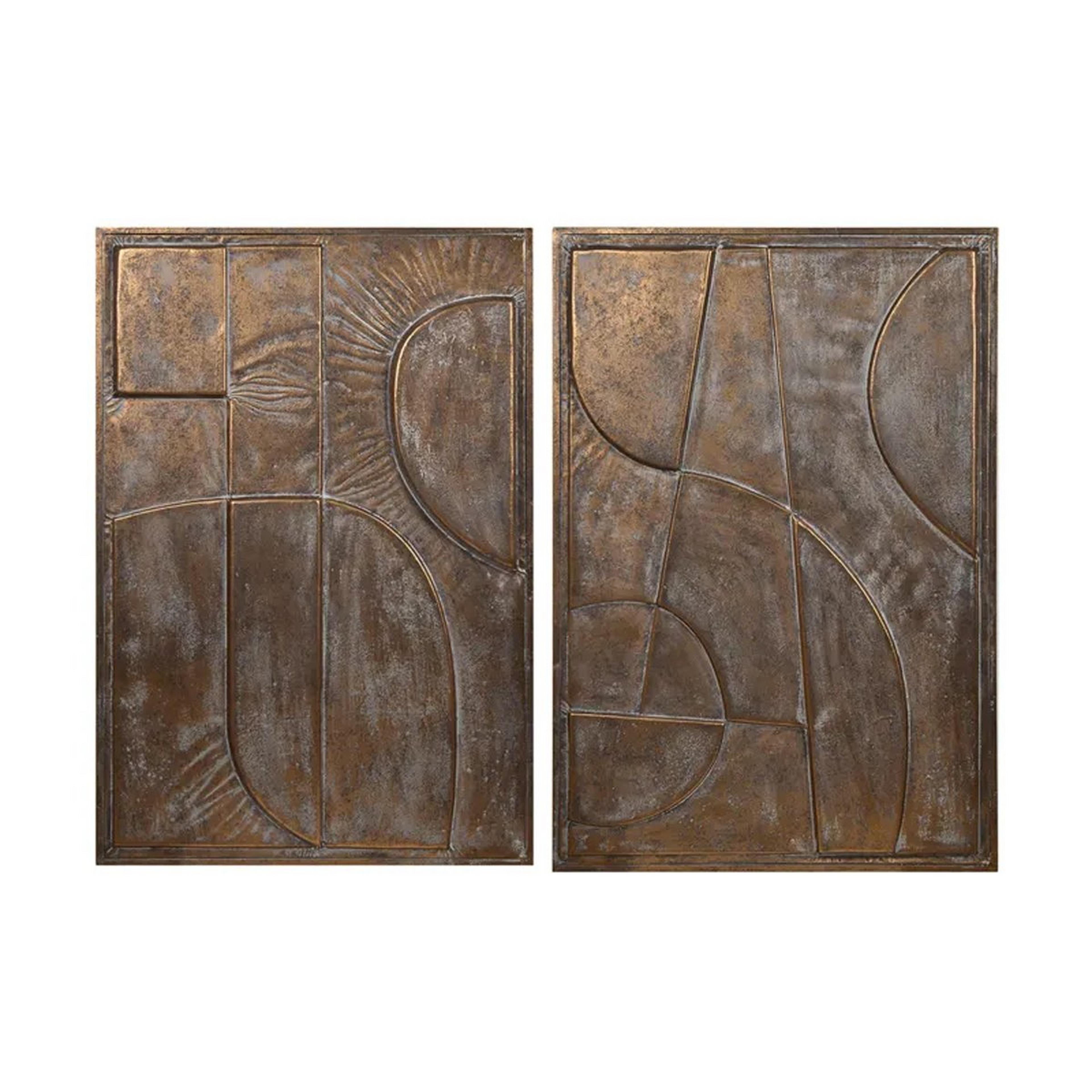 A Knoll Metal Diptych Wall Decor with Bronze color