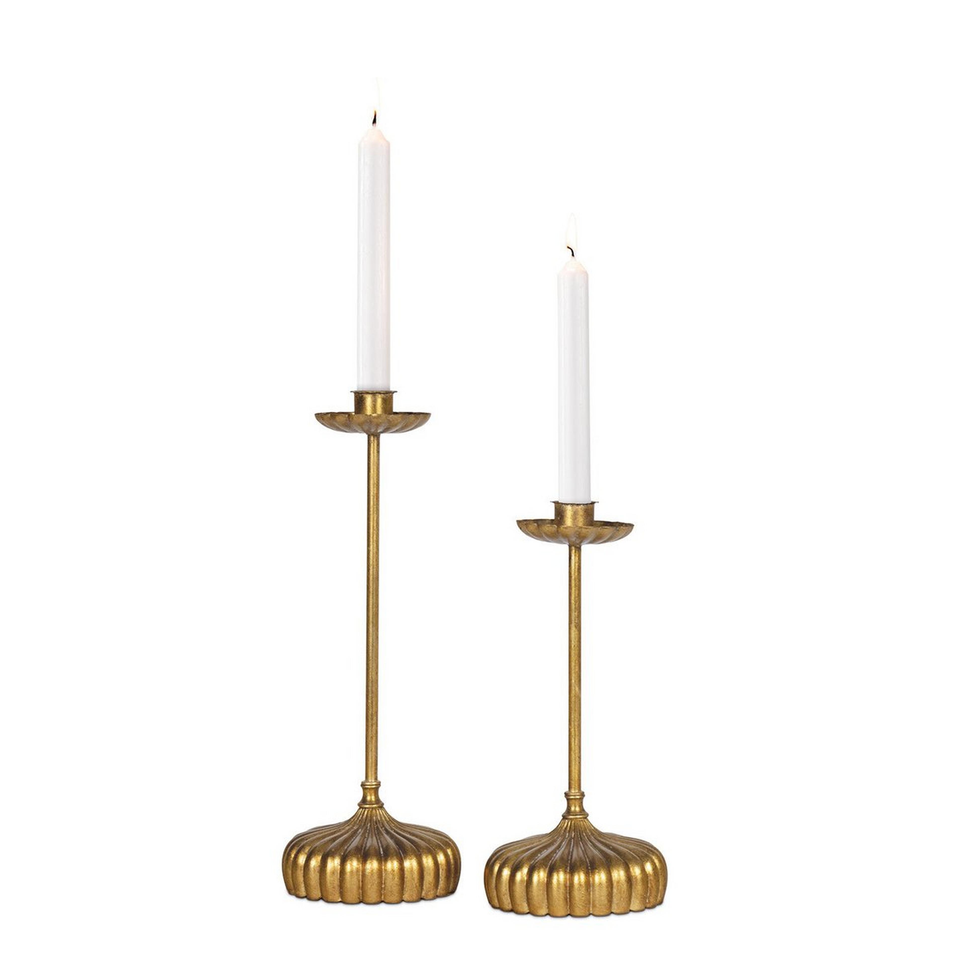 A Netherfield Candle Holder Set with Antique Gold Leaf color