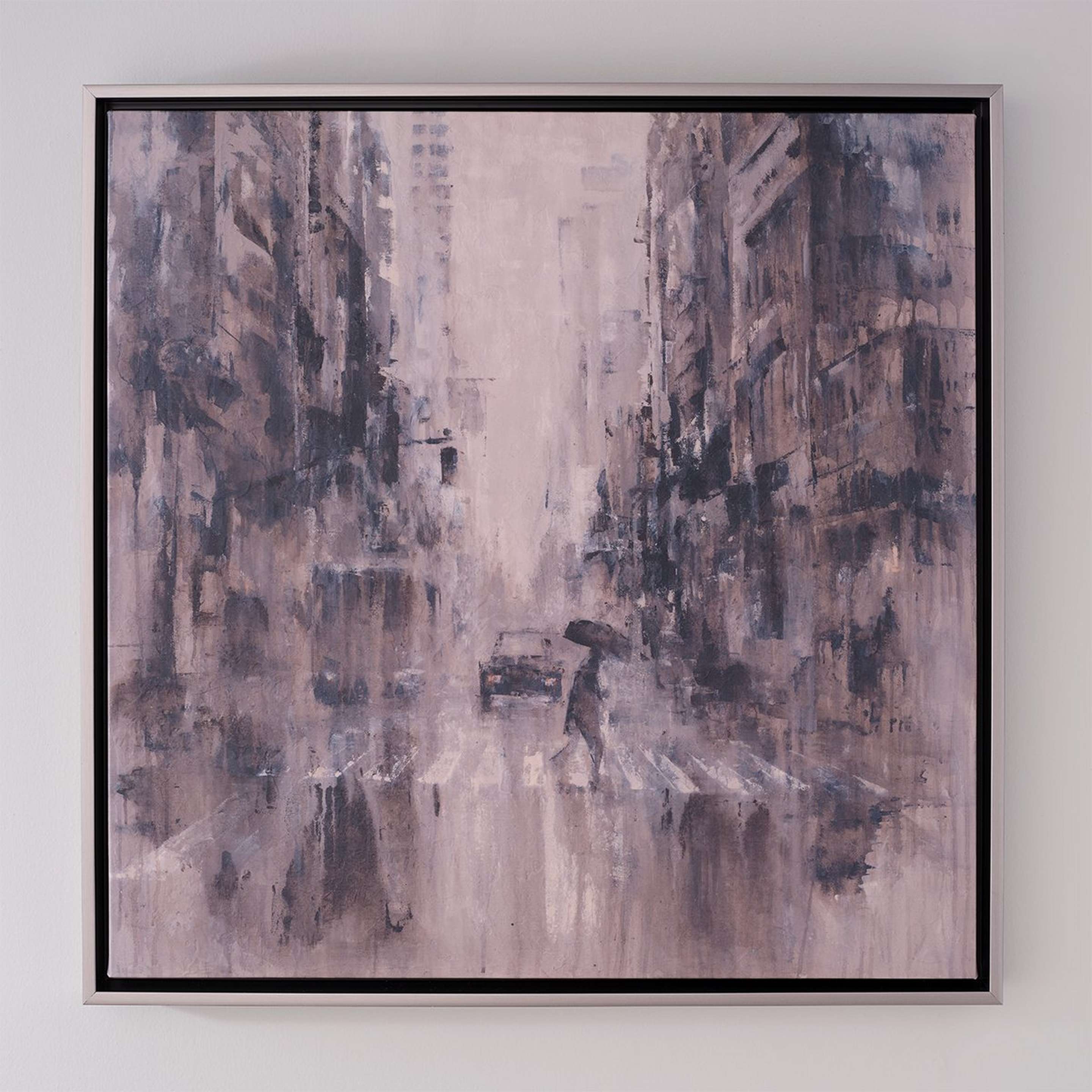 A Urban Rainfall Wall Art with Gray / White / Black color