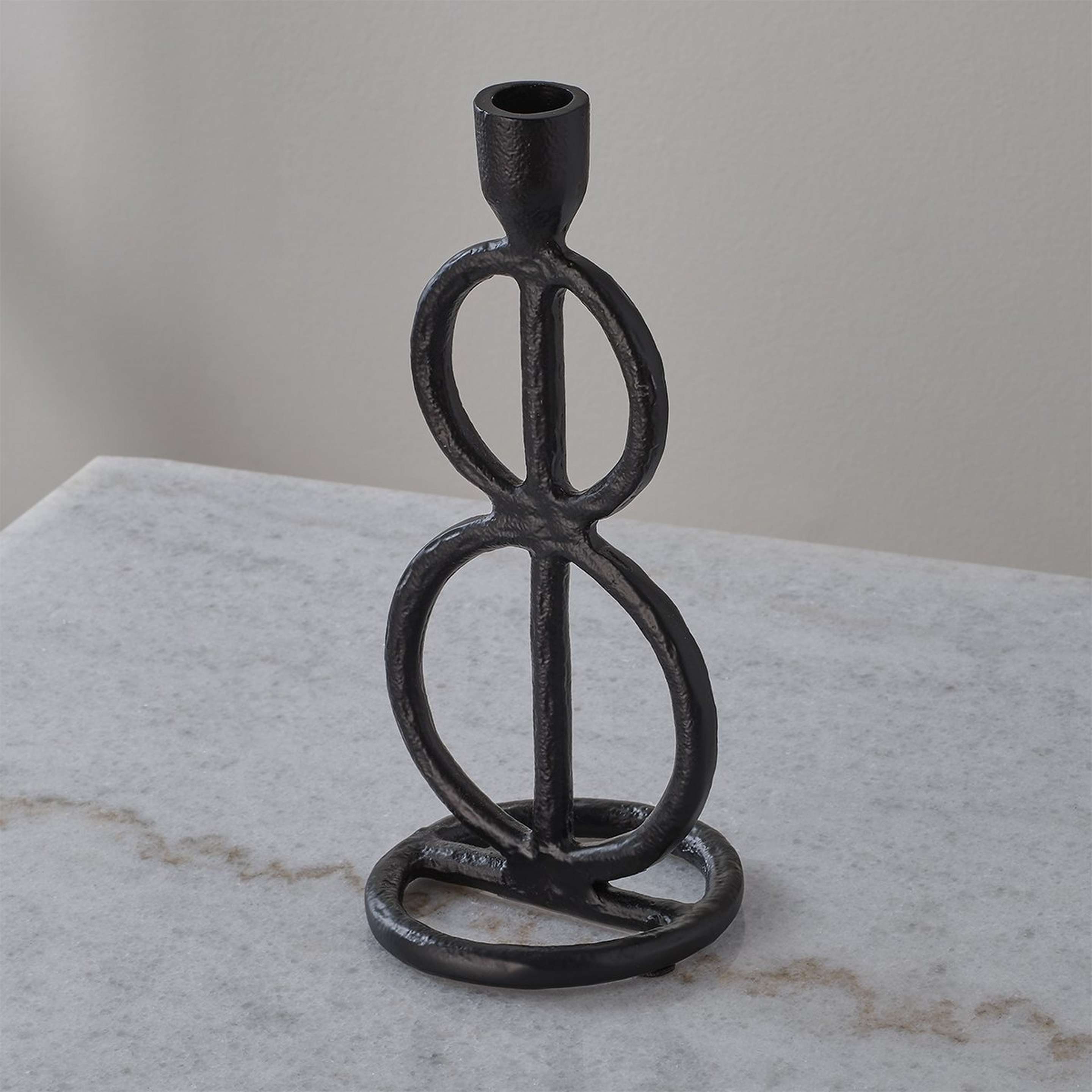 A Looped Candle Holder - Double with Black color