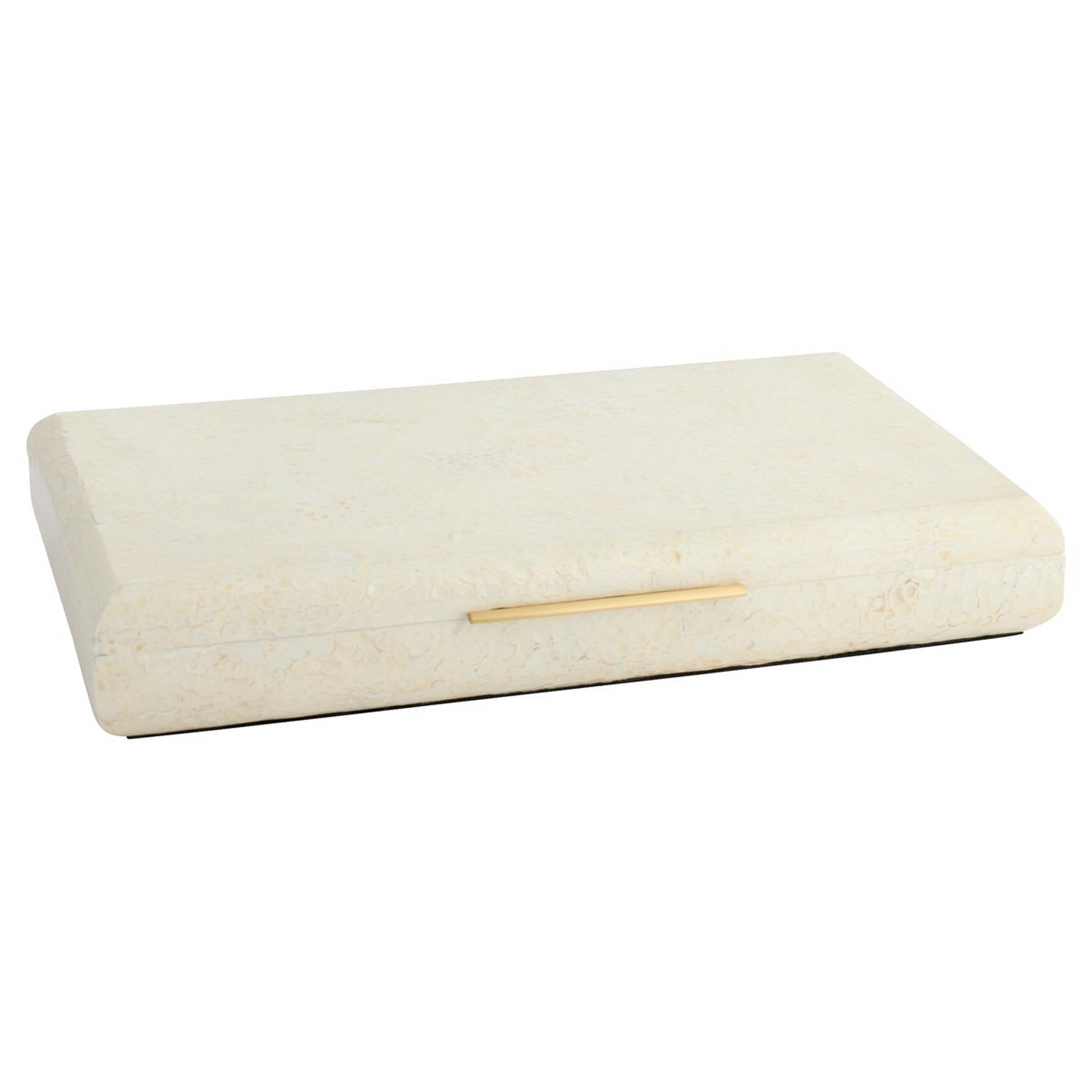 A Tisdell Decorative Box - Large with Eggshell / Brass color