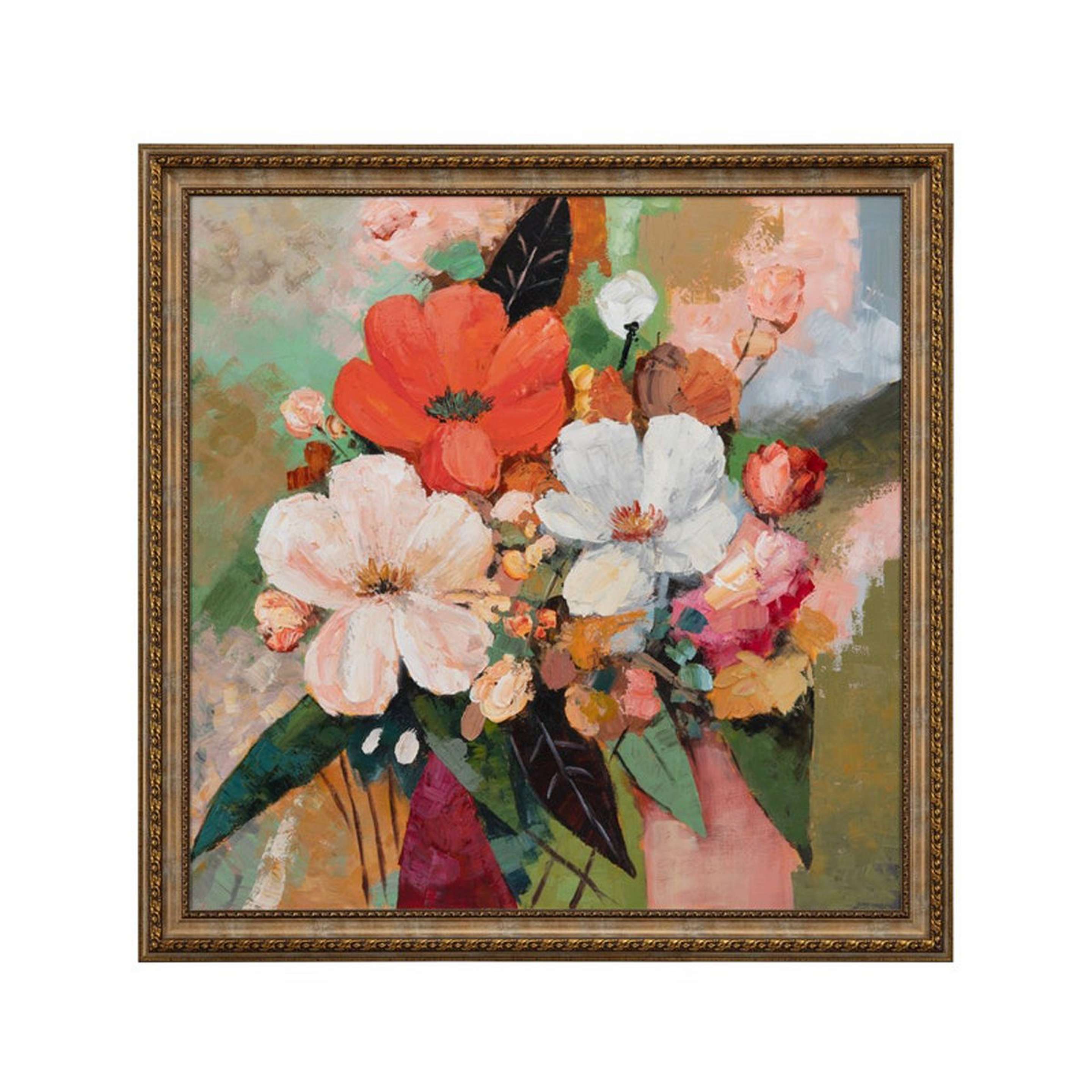 A Poppy Bouquet Wall Art with Multicolor / Gold color