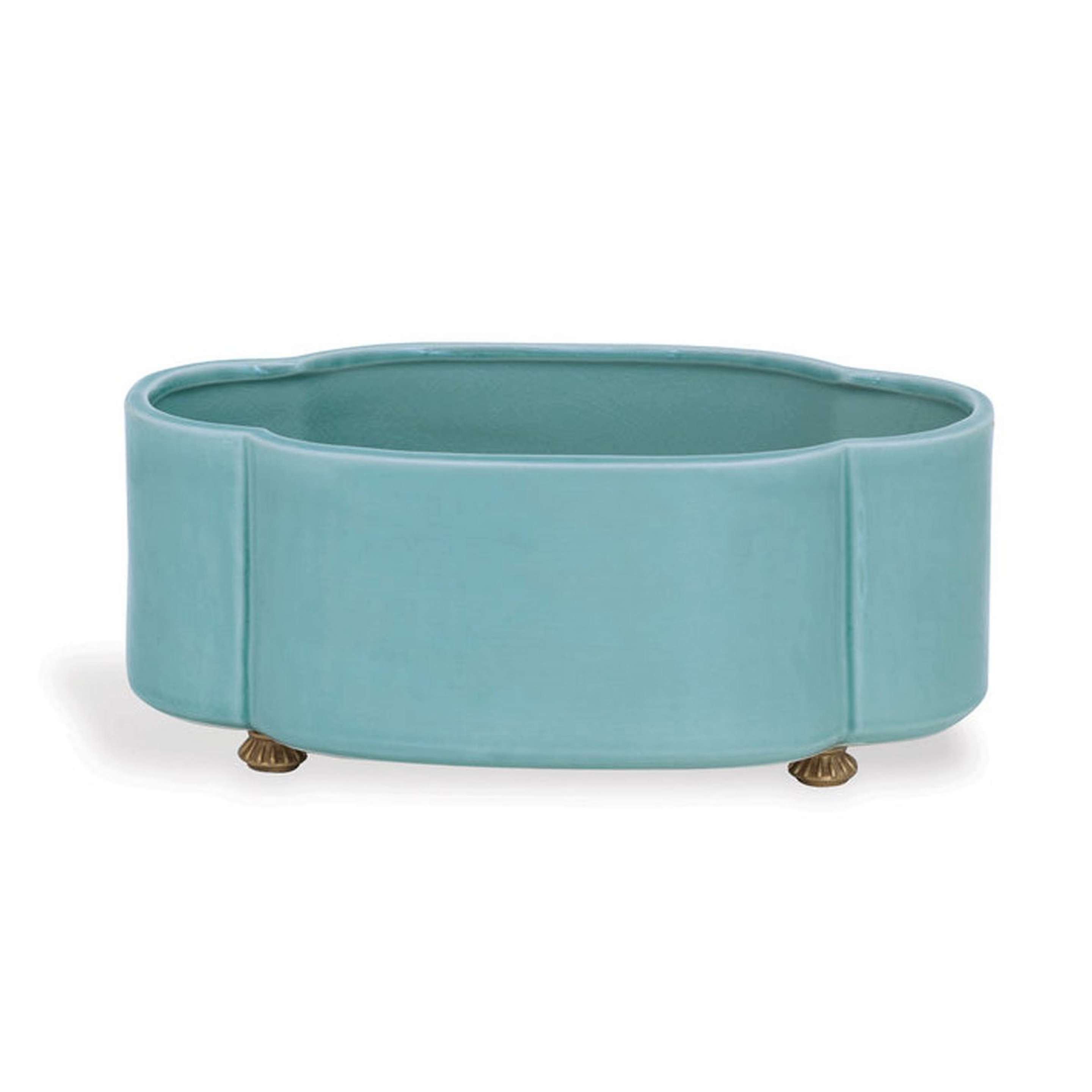 A Babushka Planter with Aqua / Brass color