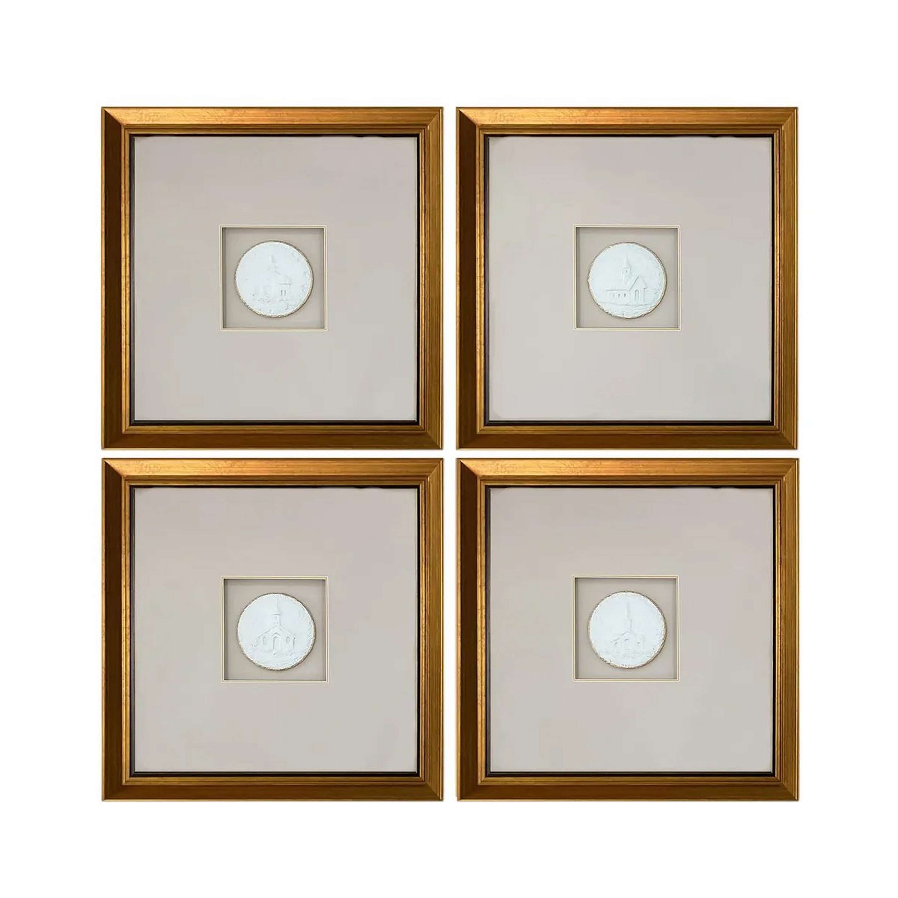 A Homestead Wall Art - Set of 4 with White / Gold color