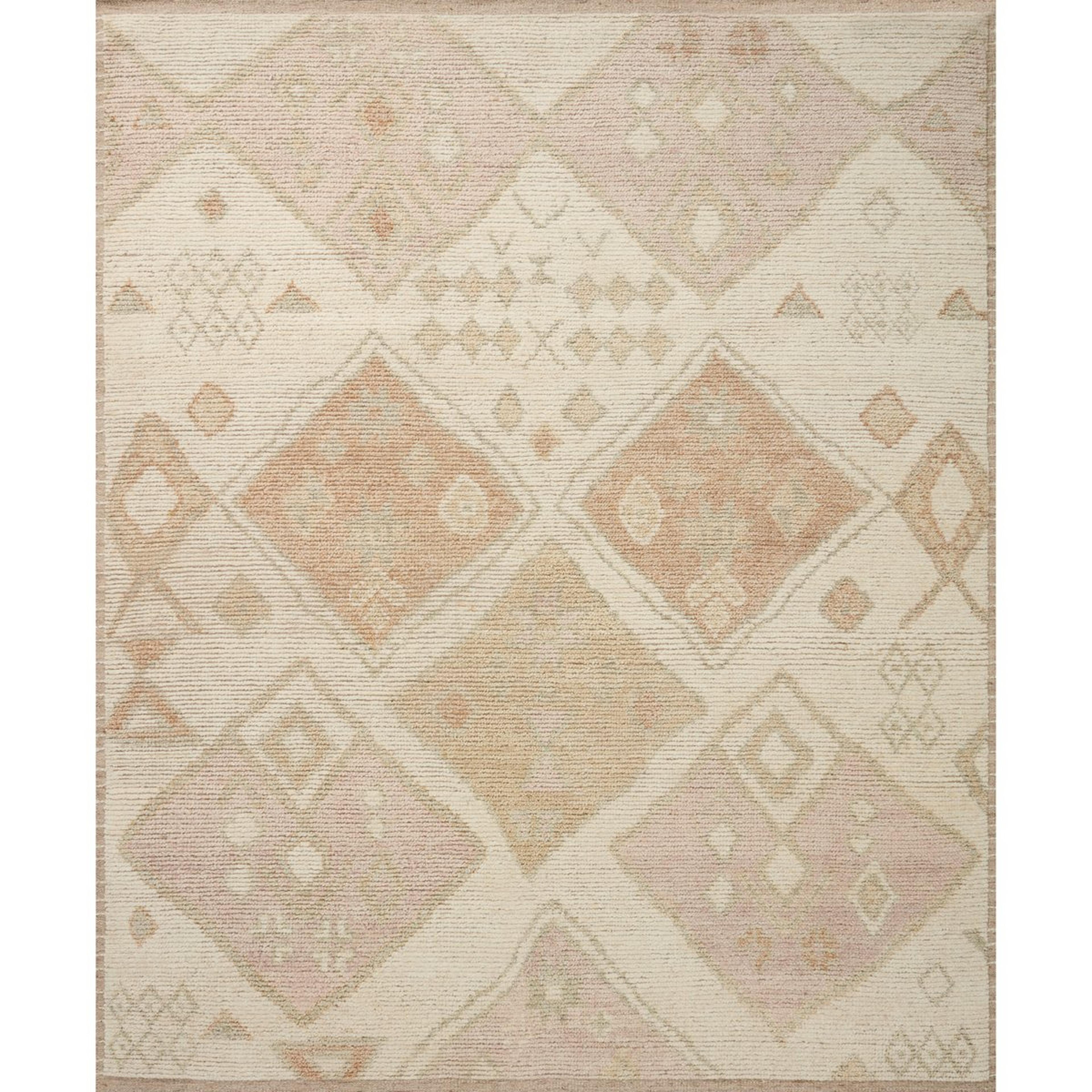 A Petrichor Rug with Cream / Light Brown / Soft Pink / Apricot color
