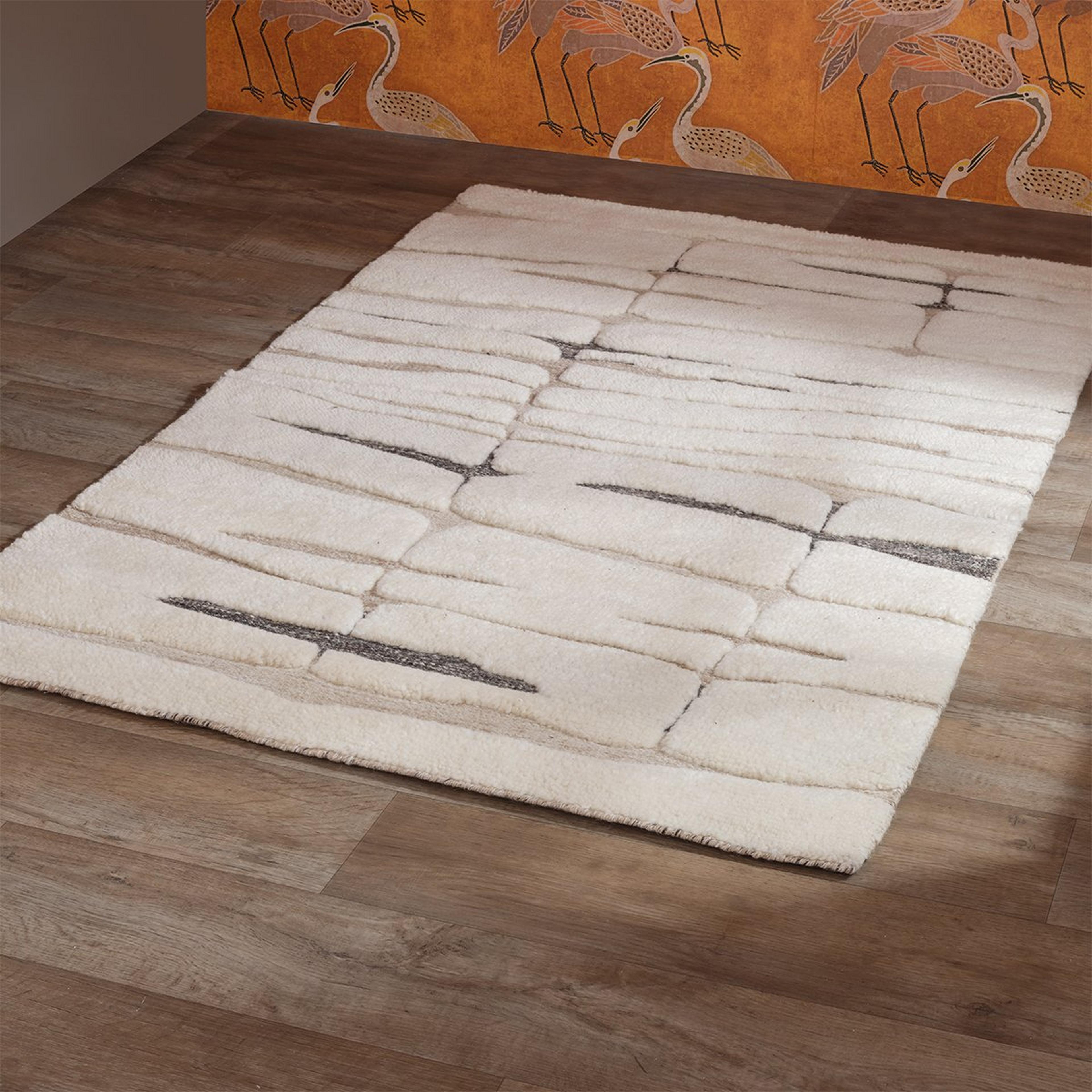 A Vallas Hand-Knotted Rug with Ivory / Tan / Charcoal color