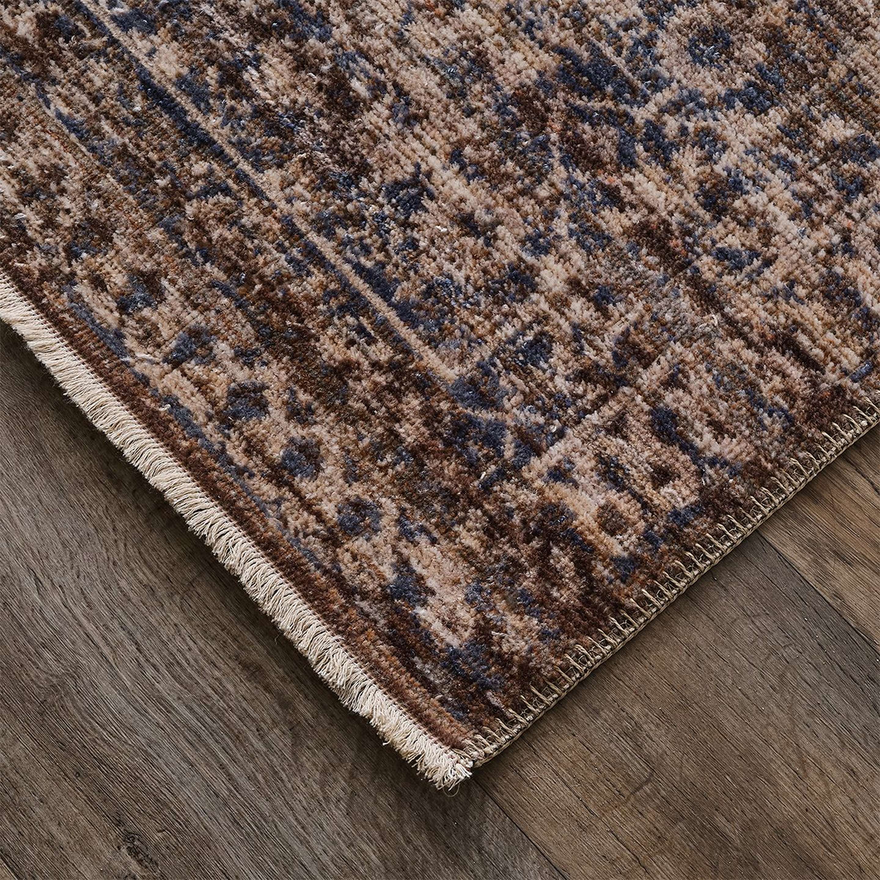 A Classically Cool Neutral Rug with Brown / Cream / Blue color
