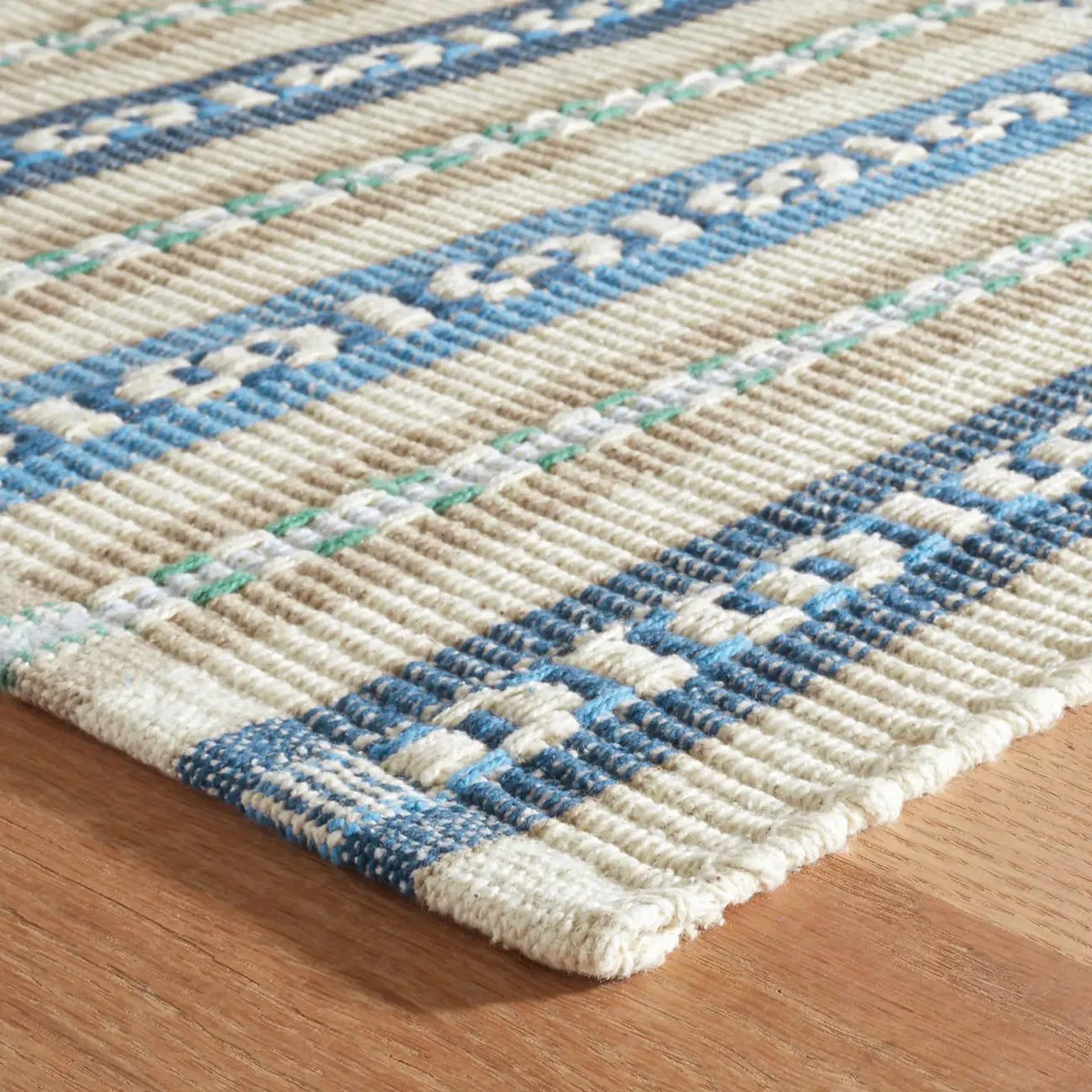 A Bellmere Handwoven Rug with Blue / Taupe / Ivory color