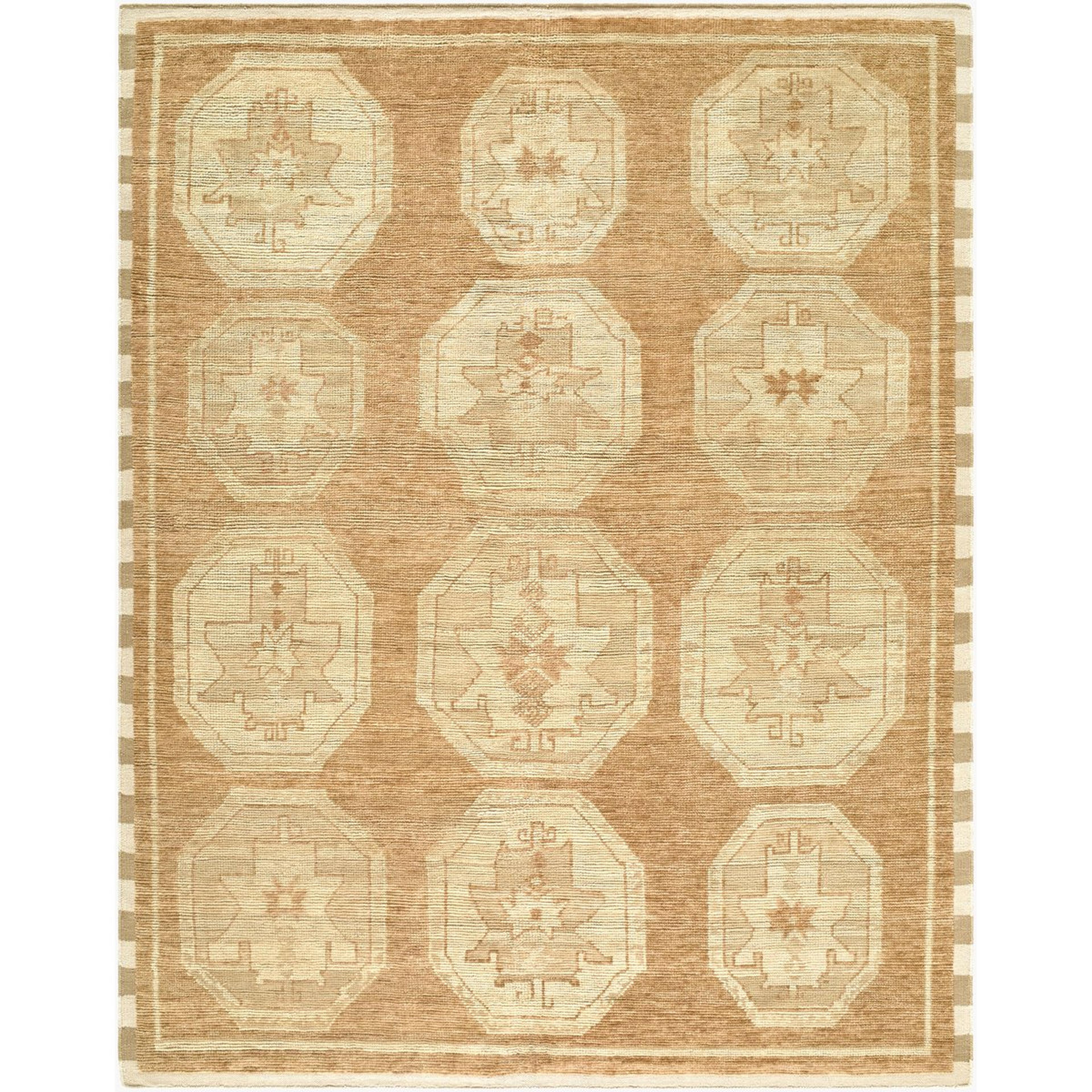 A Cameo Hand Knotted Rug with Orange / Beige color