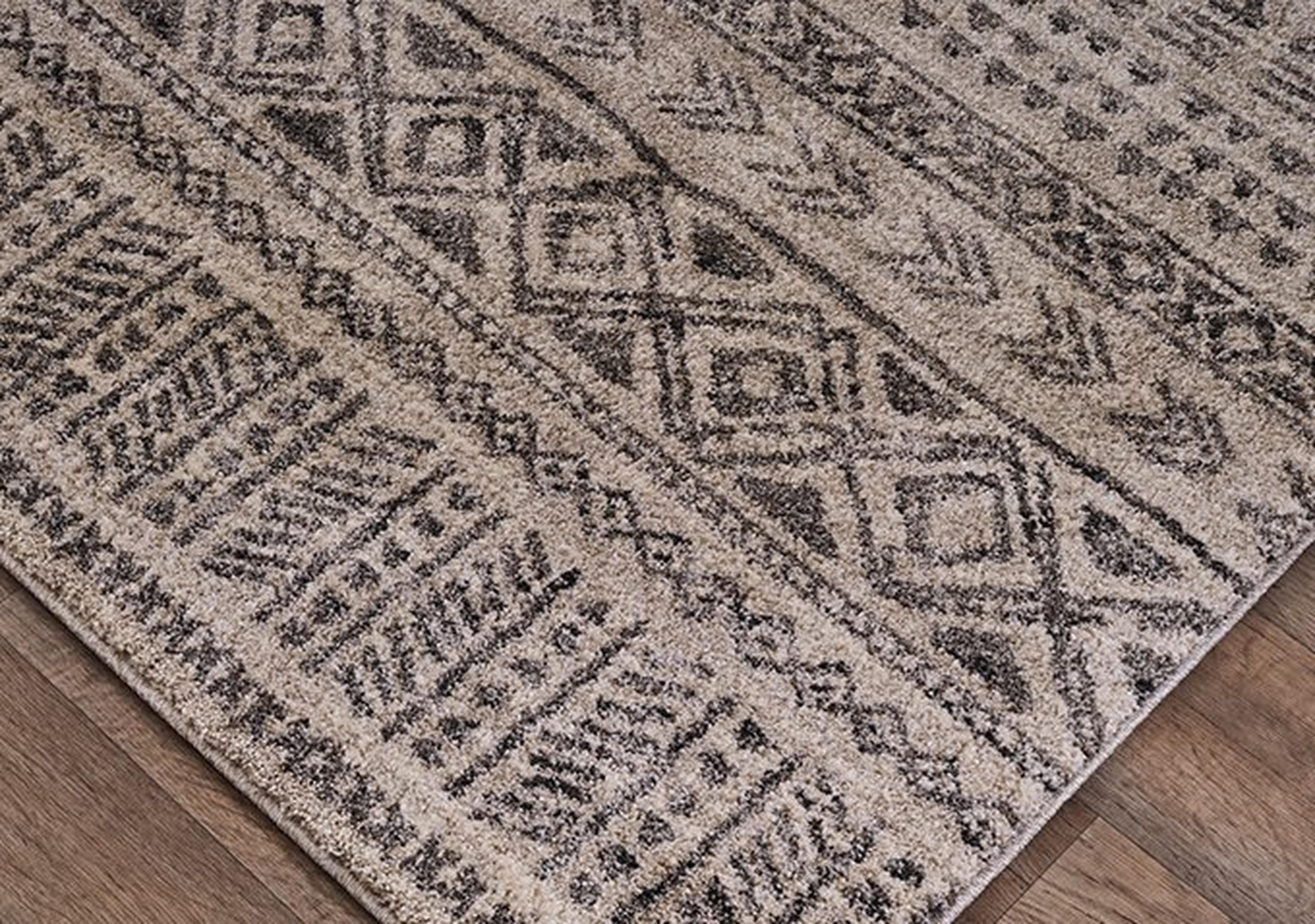 Beige, Gray, and Charcoal Graphic Diamond Pattern Rug