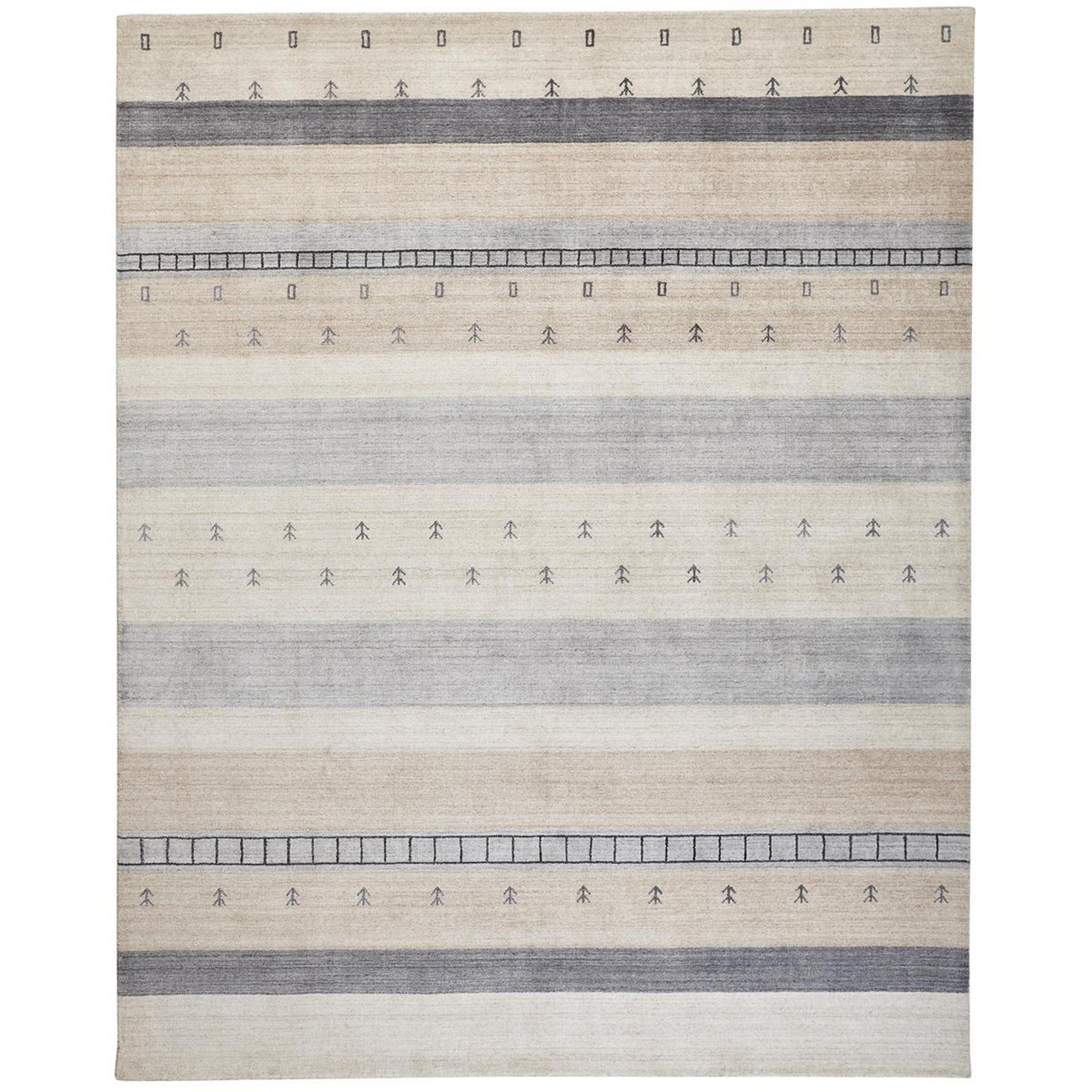 A Chatham Stripe Handwoven Rug with Cream / Ivory / Gray / Charcoal color