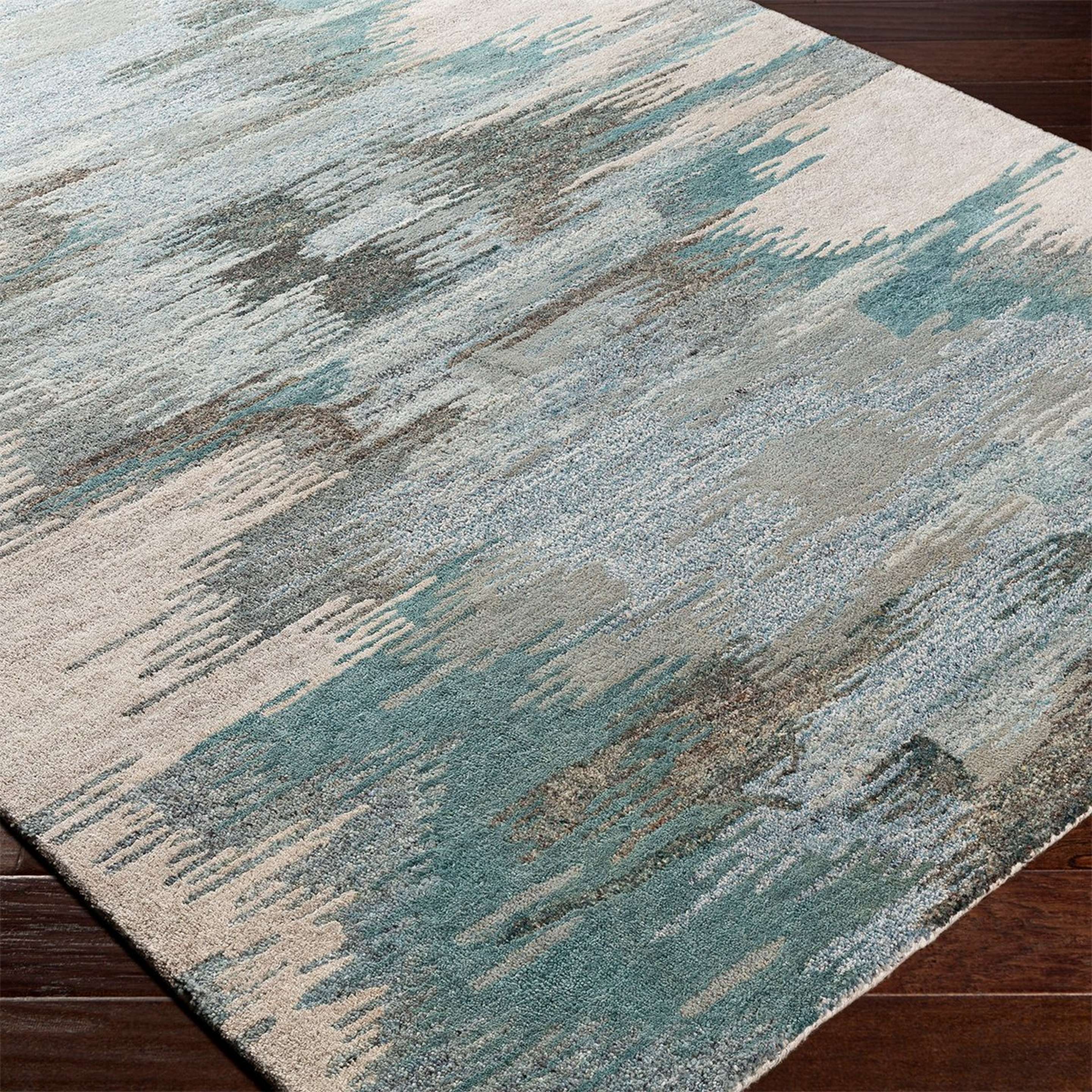 A Wrightsville Hand-Tufted Rug with Aqua / Beige / Light Blue / Gray / Neutrals color