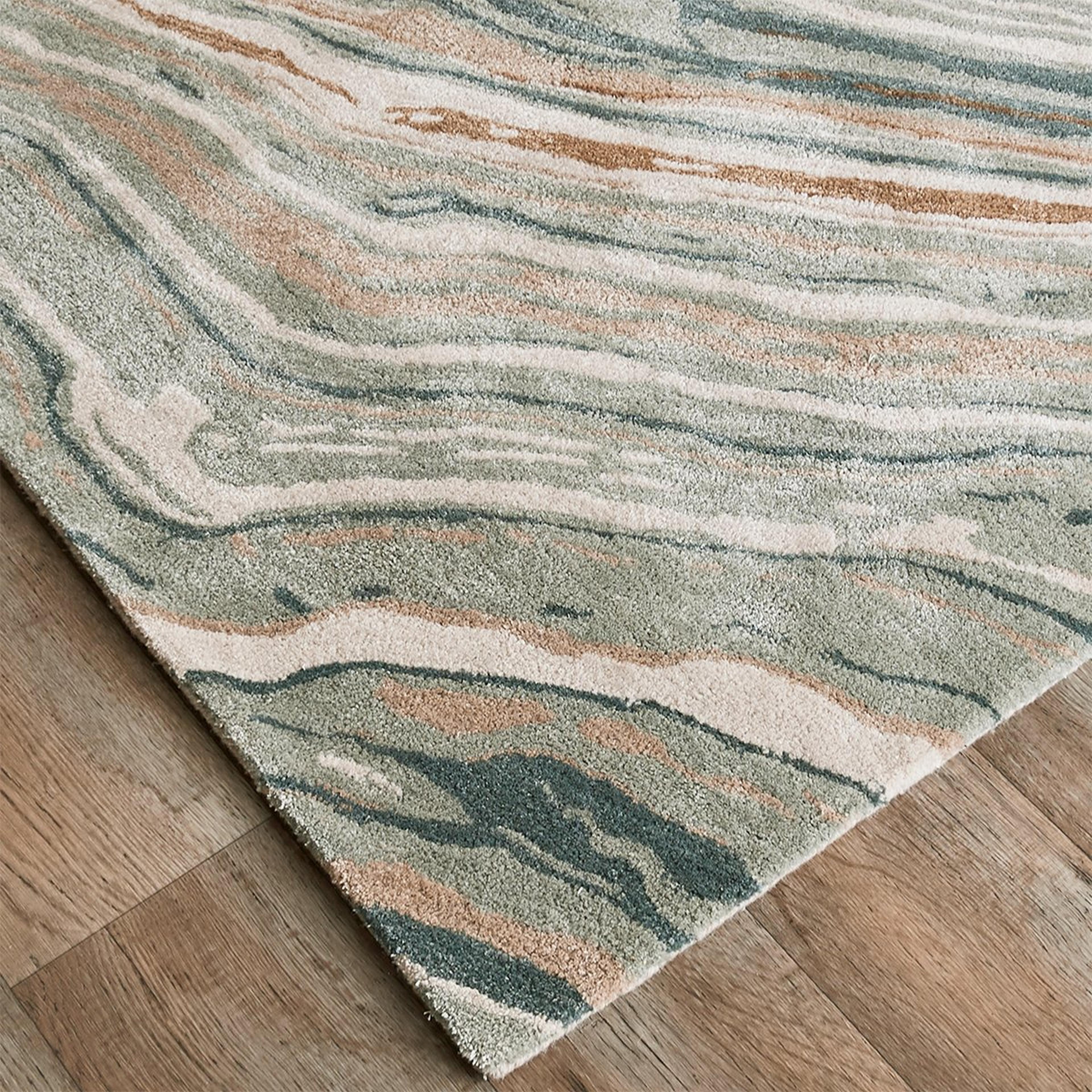 A Tempest Hand-Tufted Rug with Mineral Blue / Silver Sage / Taupe / Beige / Ivory  color