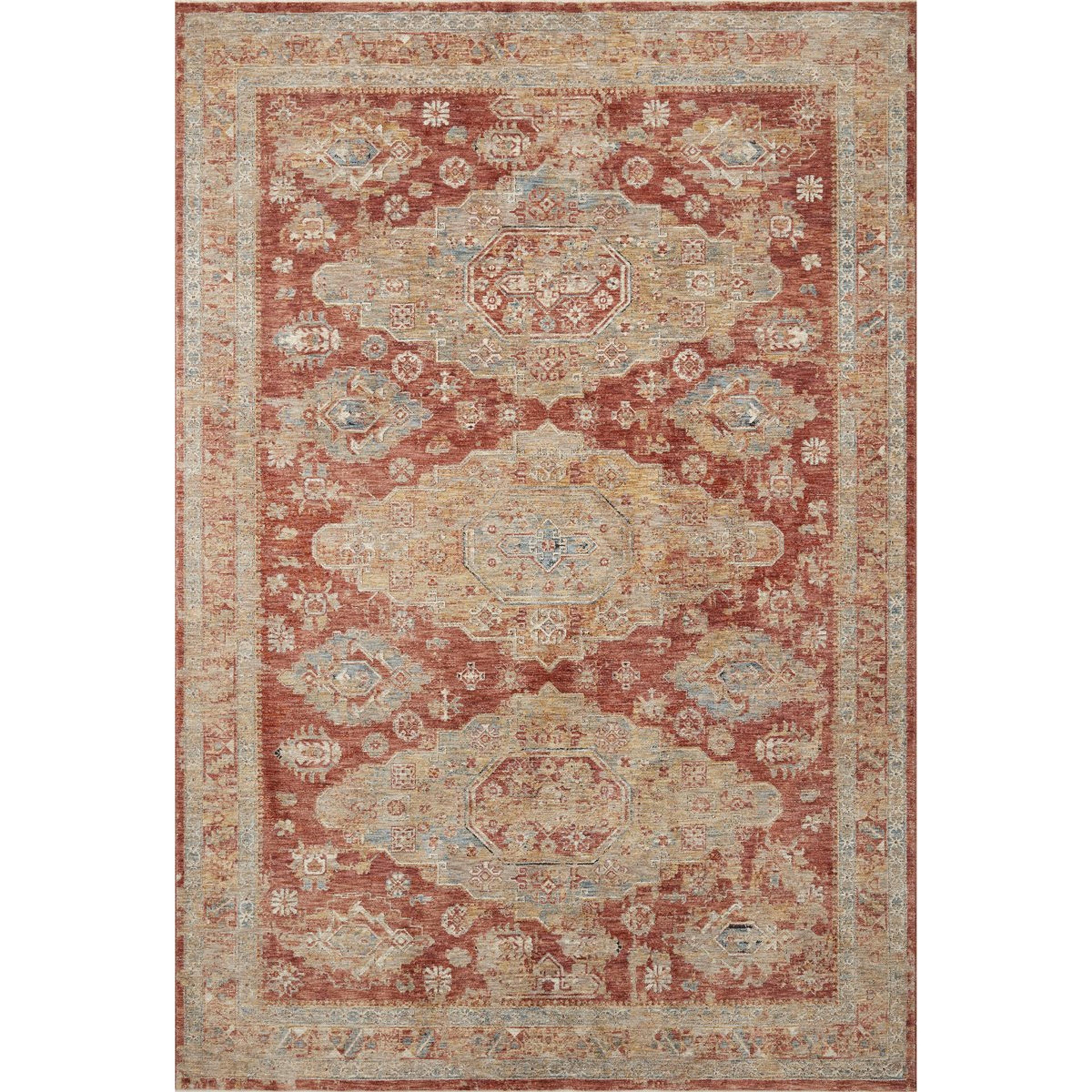 A Nadia Rug with Brick / Gold / Slate color
