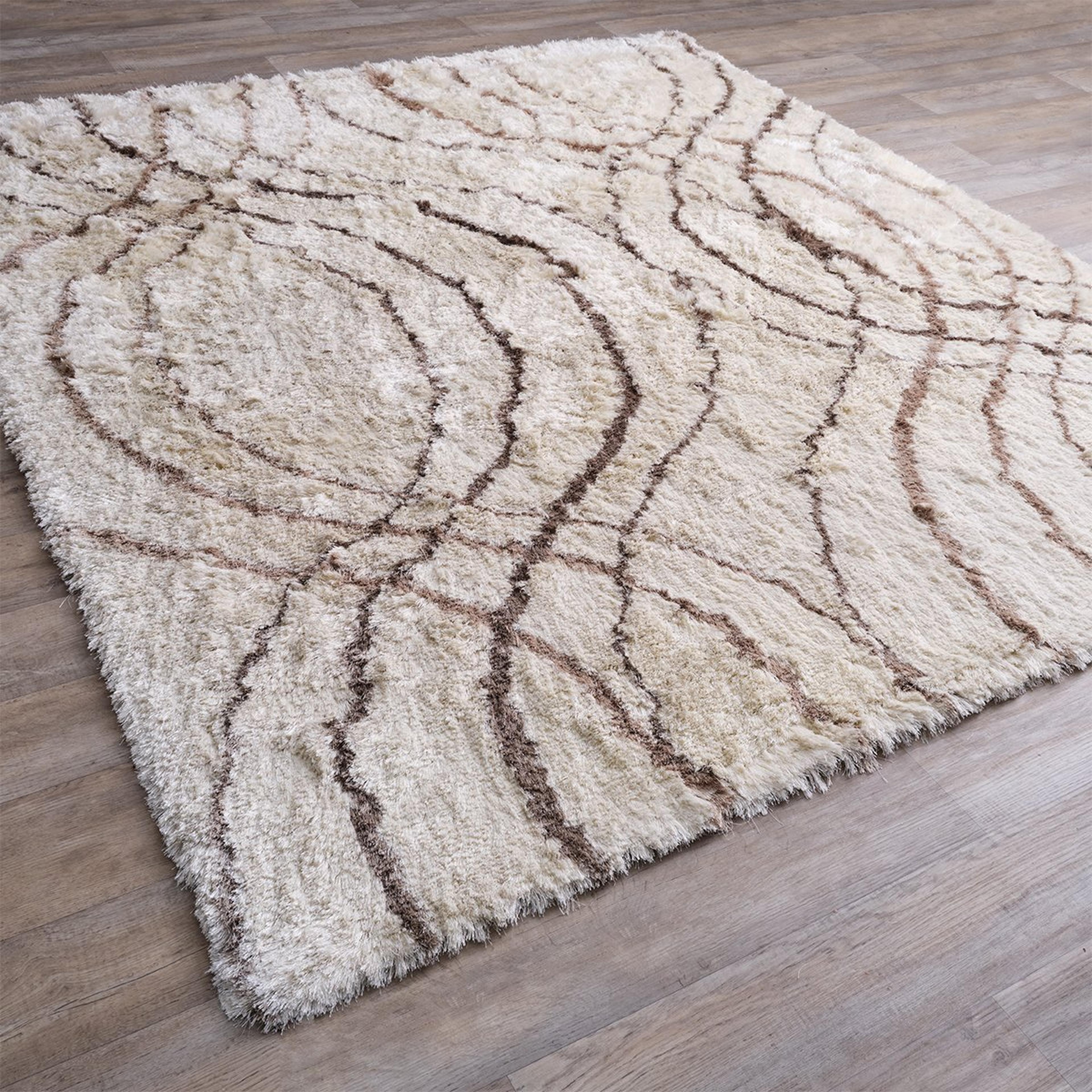 A Volu Shag Rug with Cream / Brown / Charcoal  color