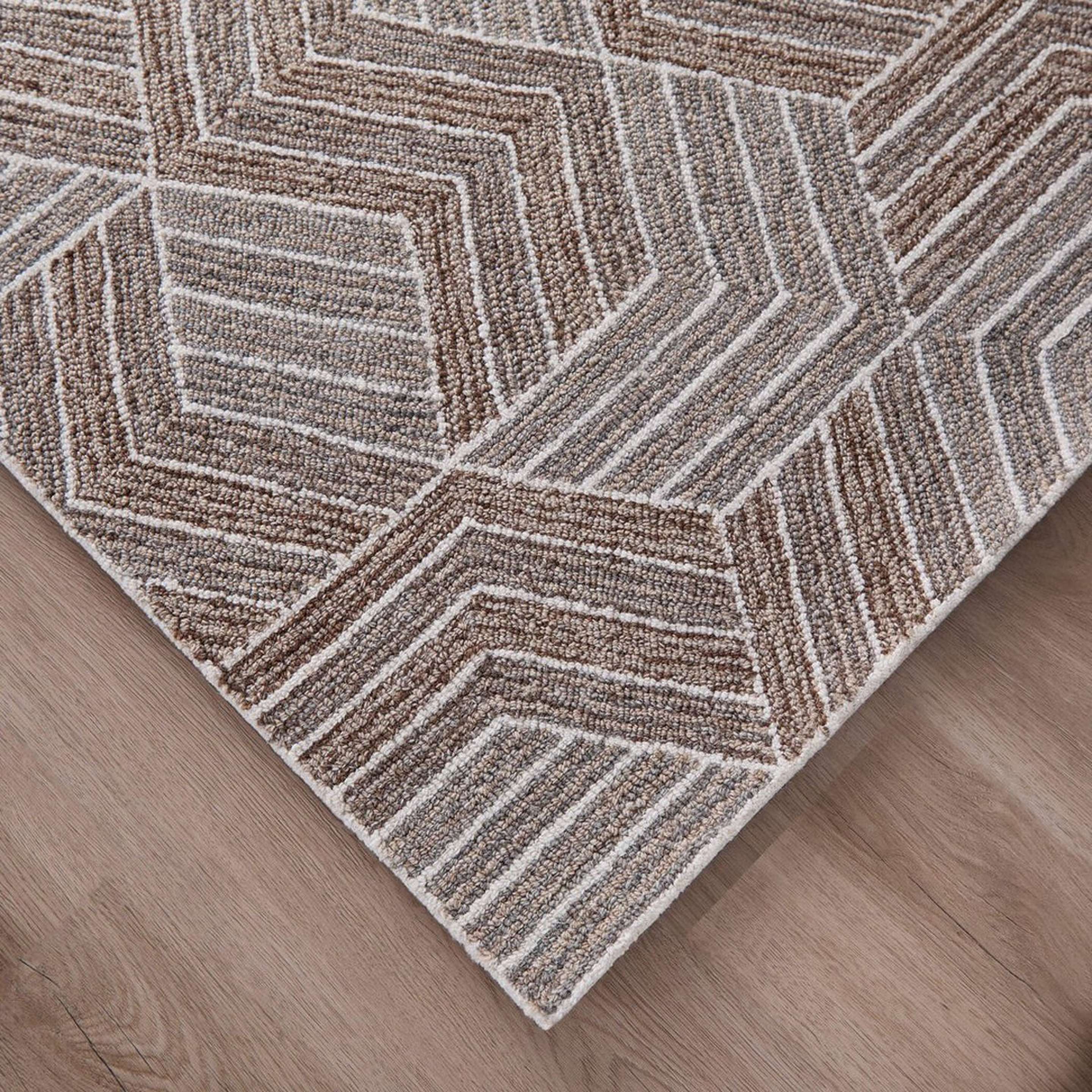 A Orbital Hand-Hooked Rug with Tan / White color