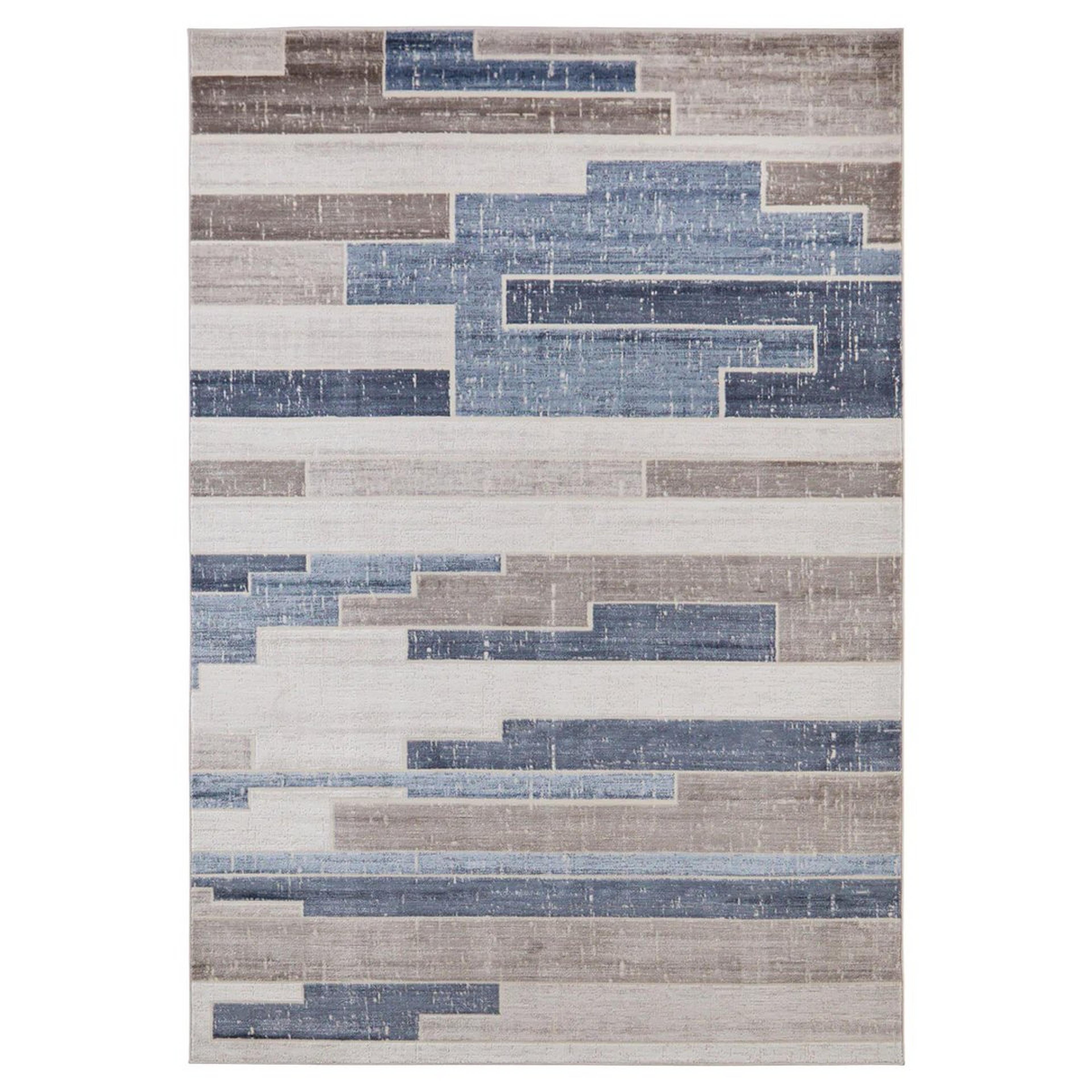 A Brickwork Rug with Blue / Gray / Brown color