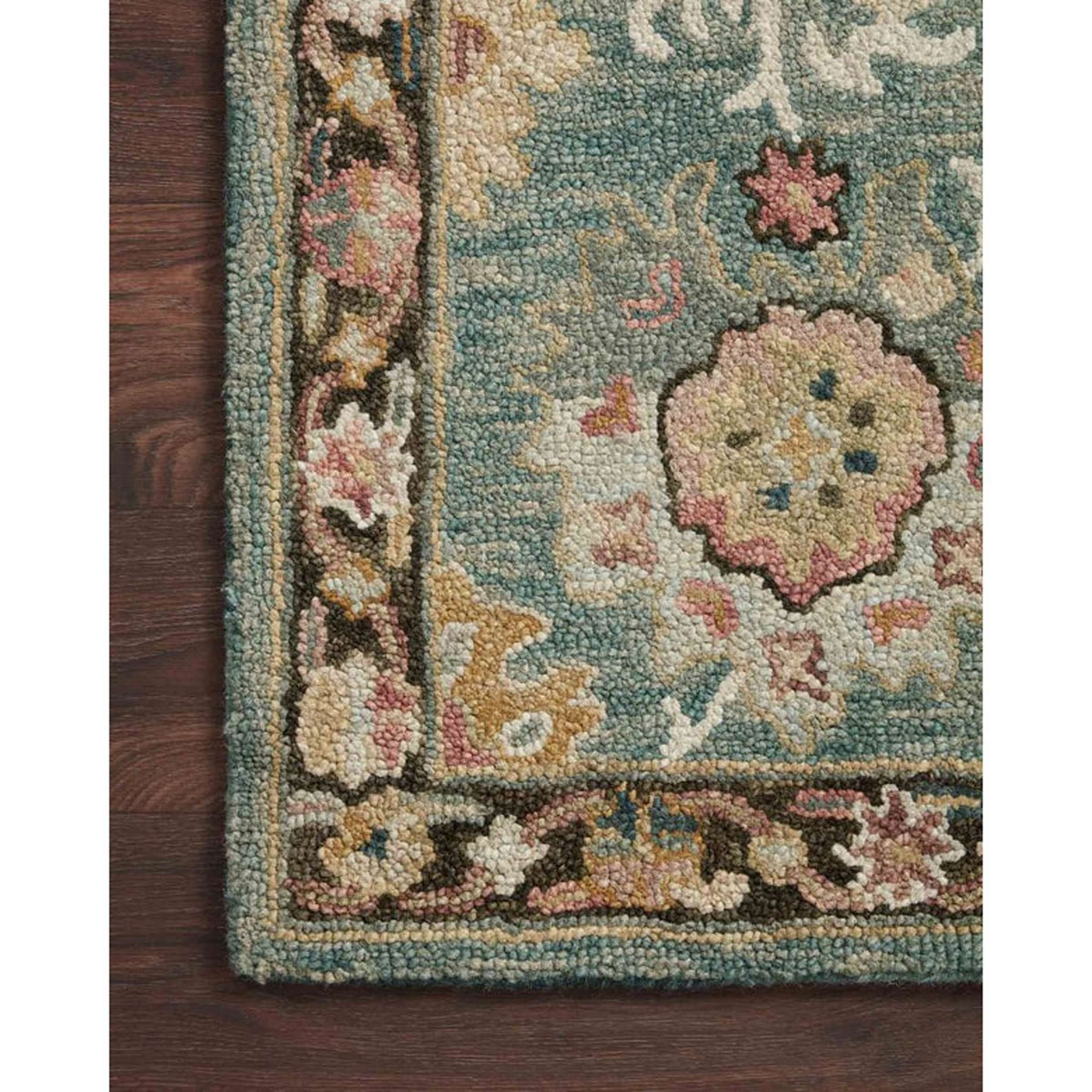 A Birdsong Rug with Teal / Multi color