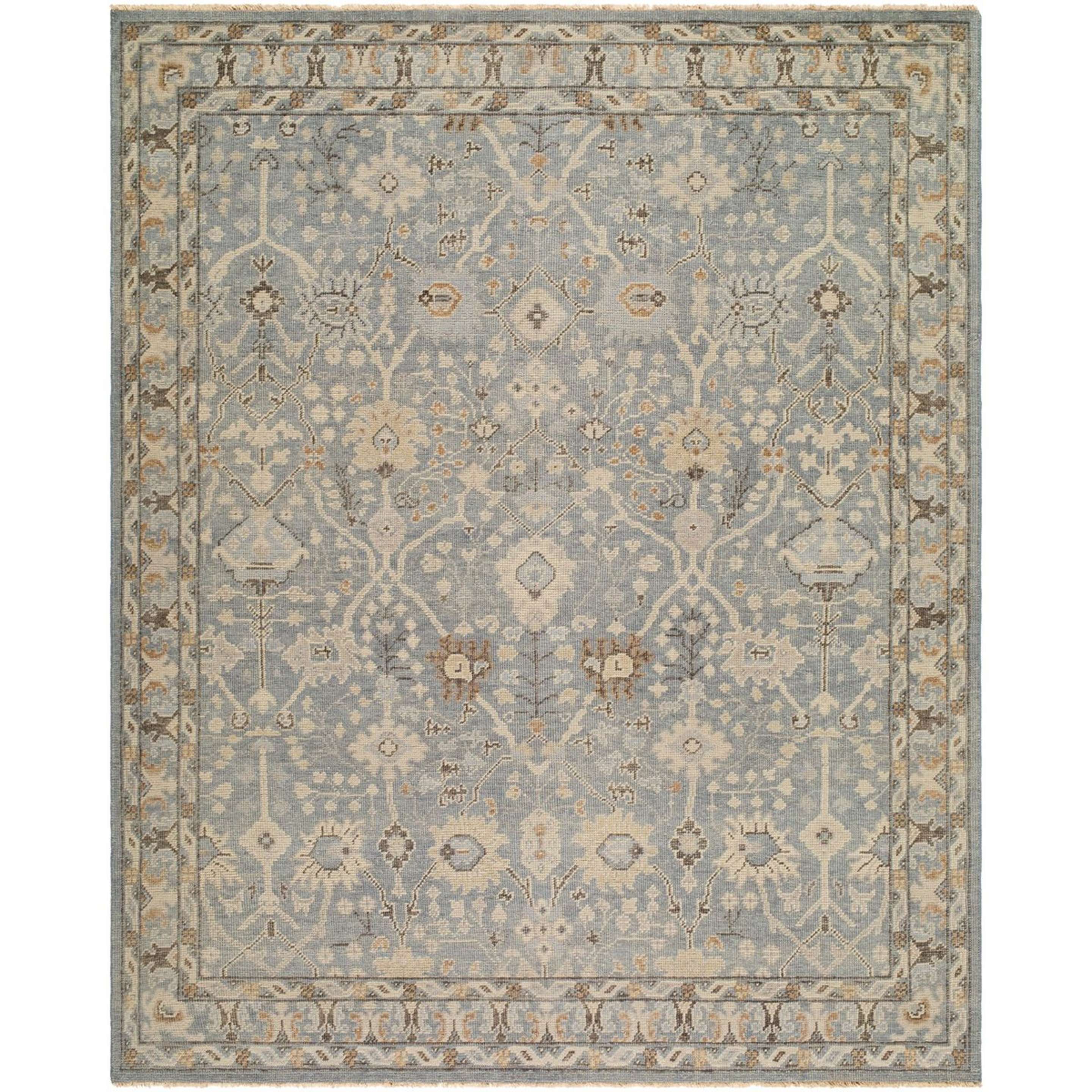 A Flora Hand-Knotted Rug with Green / Brown color