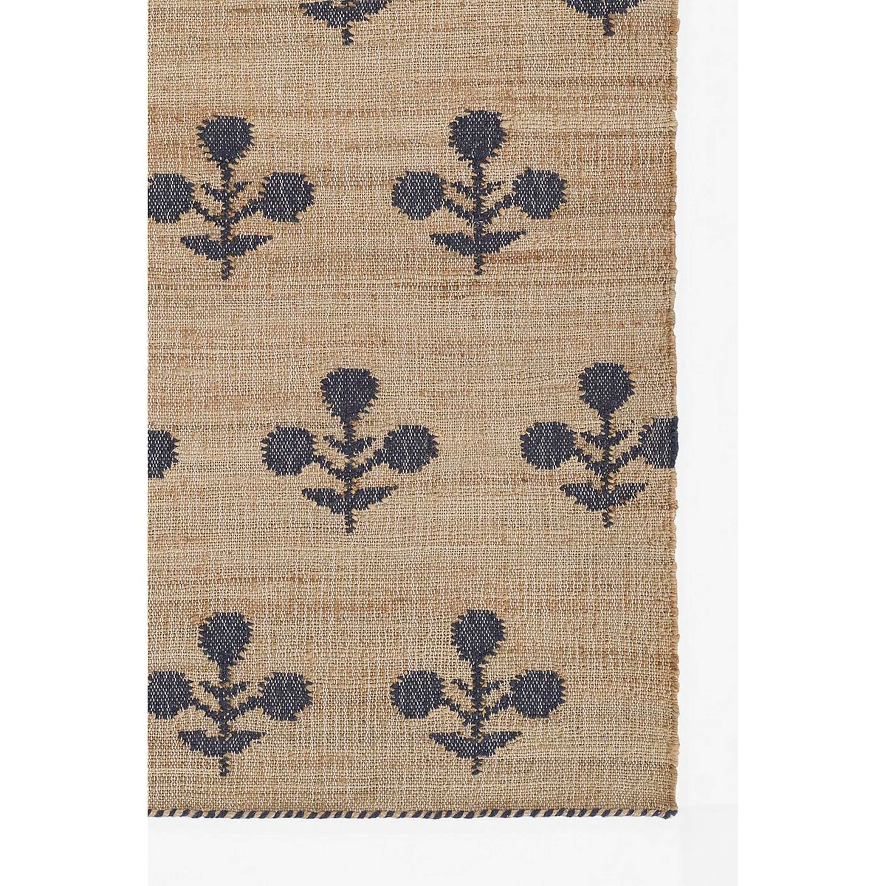 A Gordes Hand-Woven Rug with Blue / Jute color