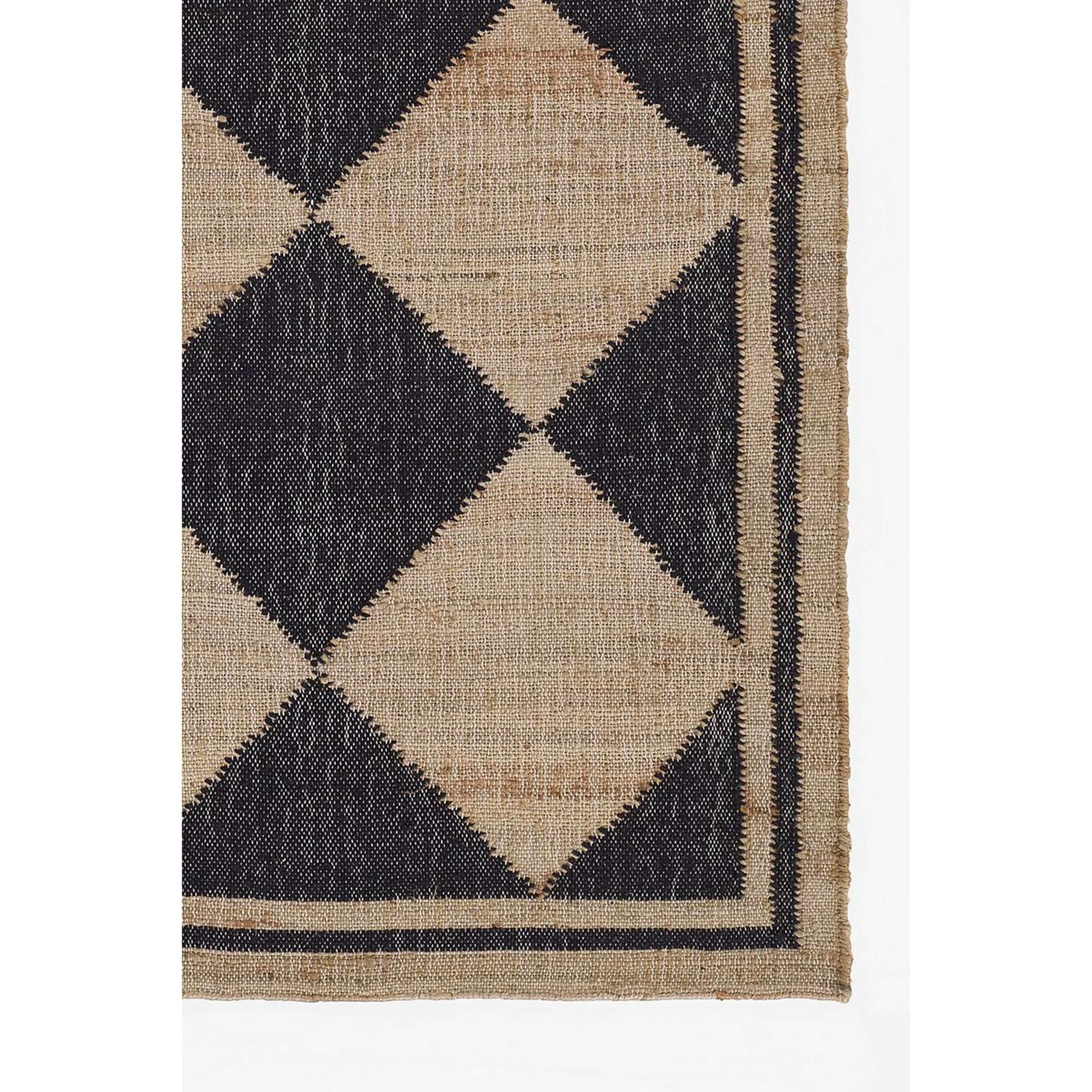 A Vaishali Hand-Woven Rug with Black / Jute color