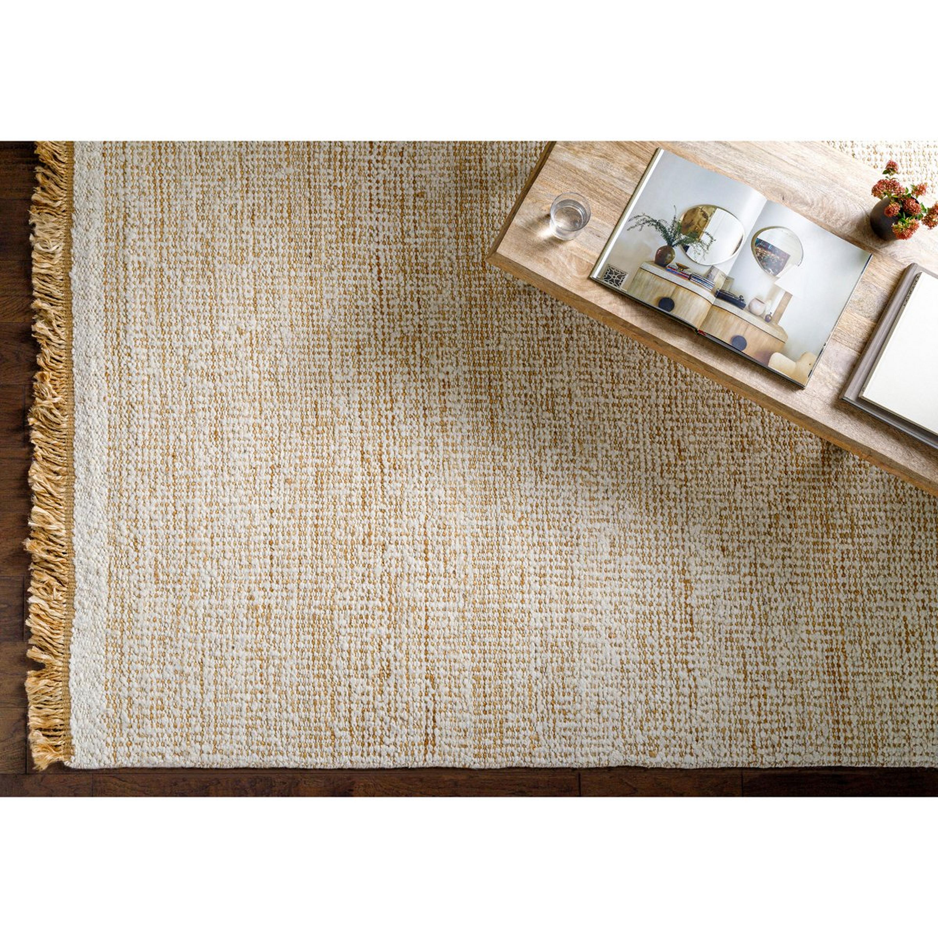 A Semmes Handwoven Rug with Tan / Taupe / Metallic Gold color