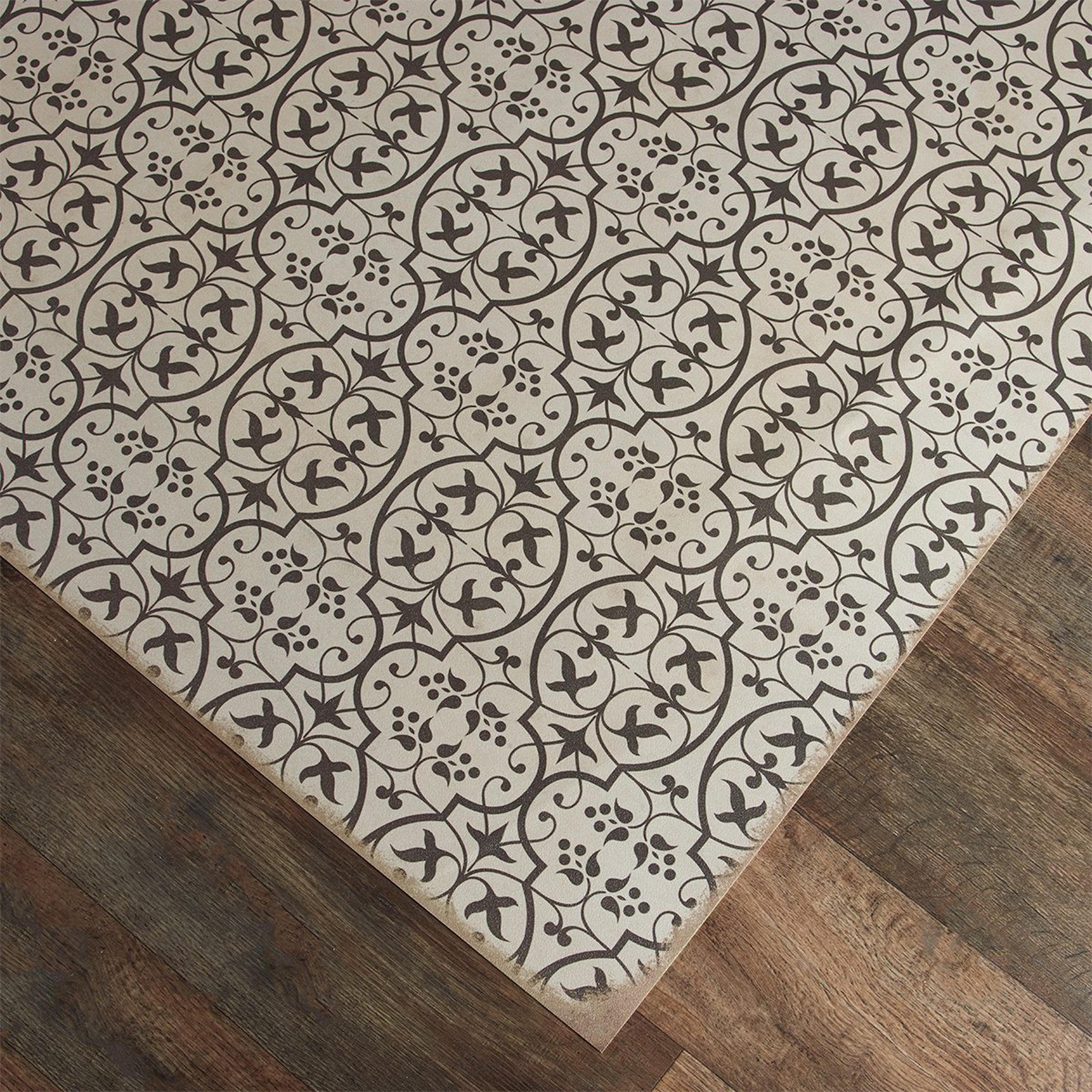 A Austin Vintage Vinyl Floorcloth with Aged Neutral  color