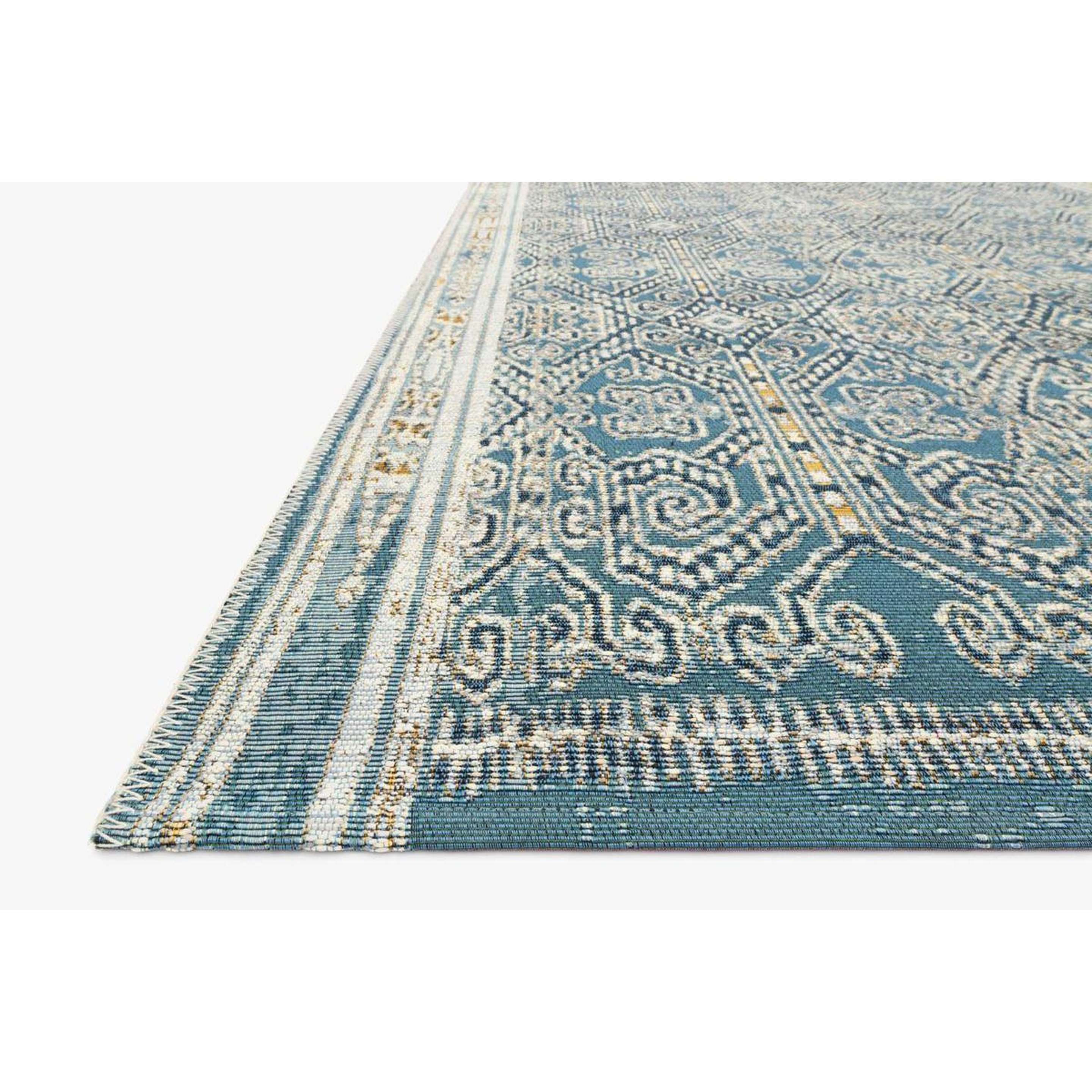 A Rio Indoor / Outdoor Rug with Aqua / Ivory / Yellow color