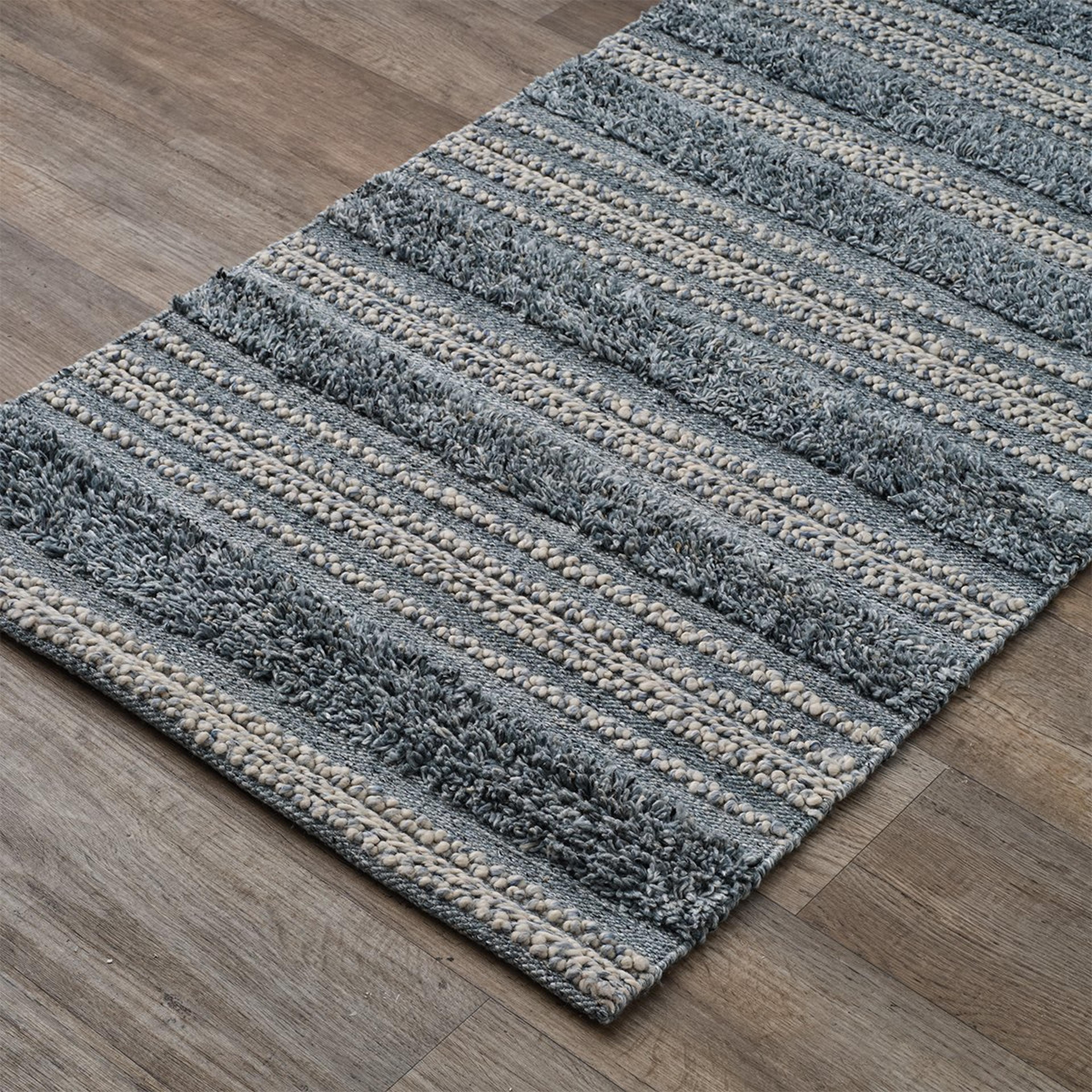 A Cool Tweedy Stripe Indoor / Outdoor Runner Rug with Blue Multi color