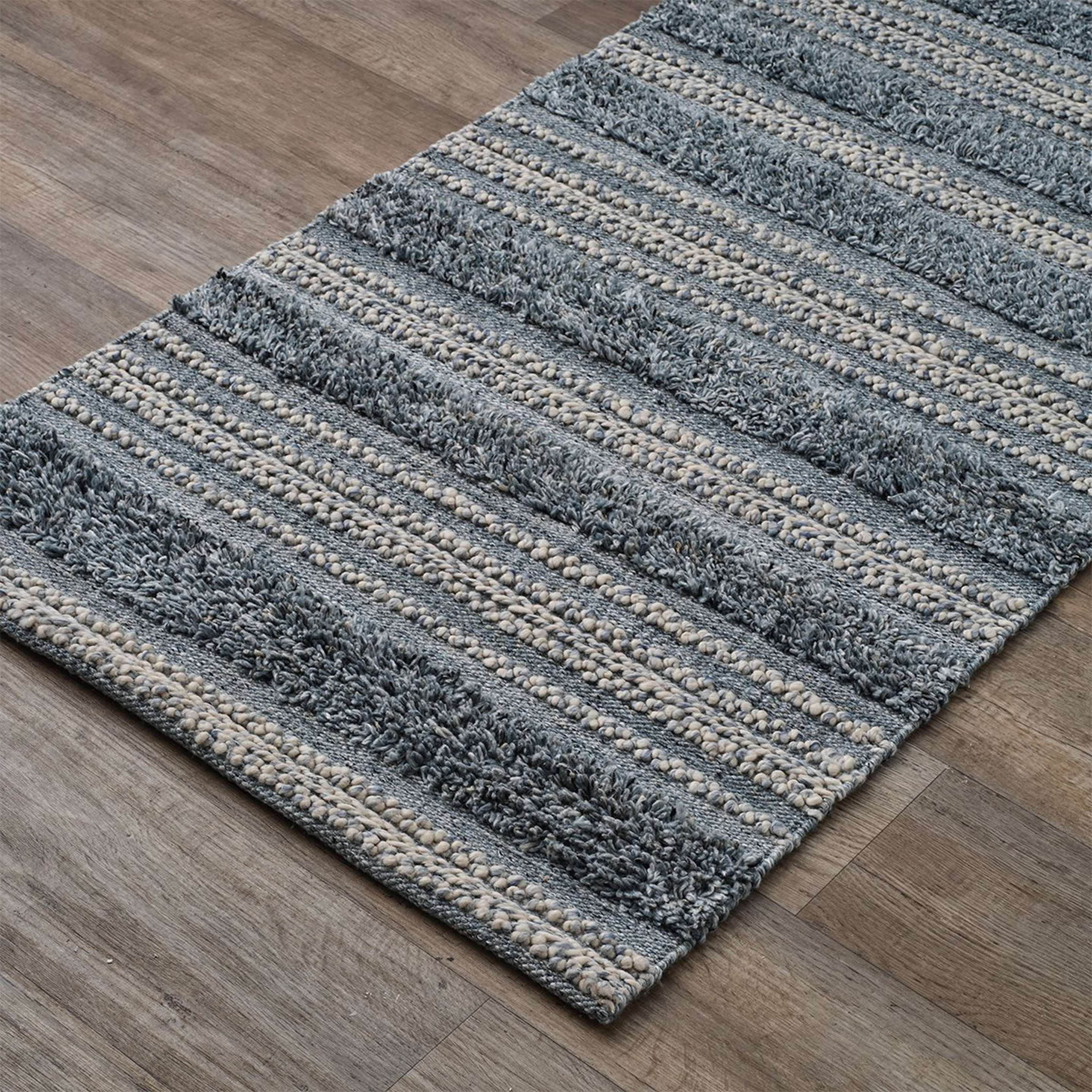 A Cool Tweedy Stripe Indoor / Outdoor Runner Rug with Blue Multi color