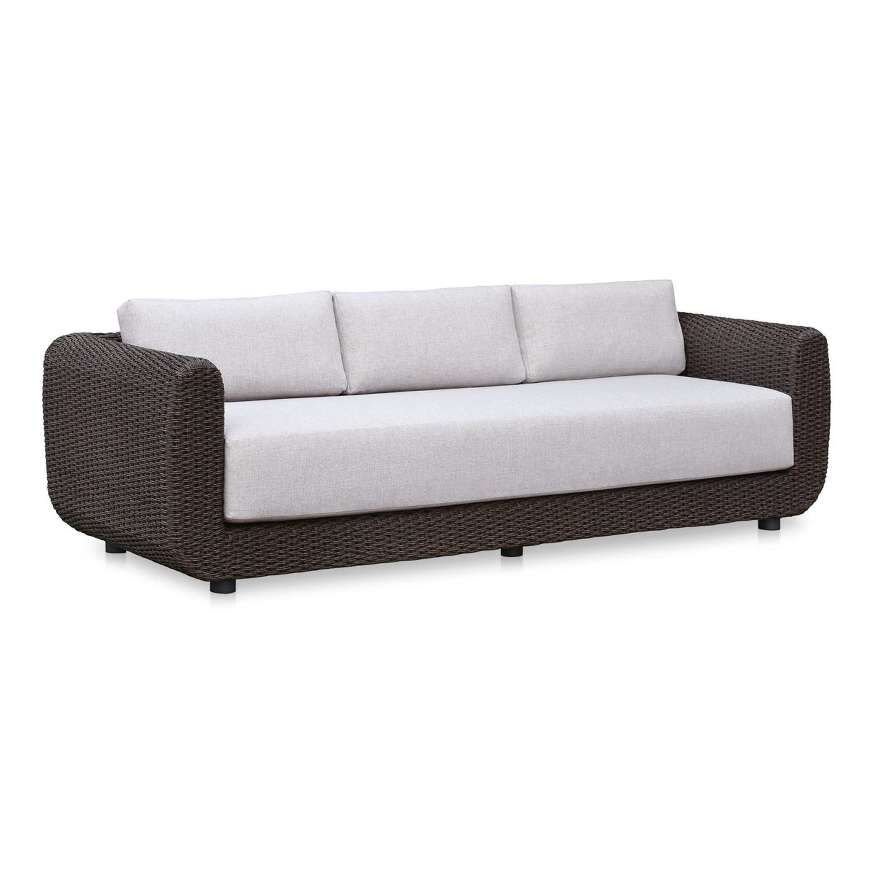 A Bertram Outdoor Sofa with Dark Brown / White color