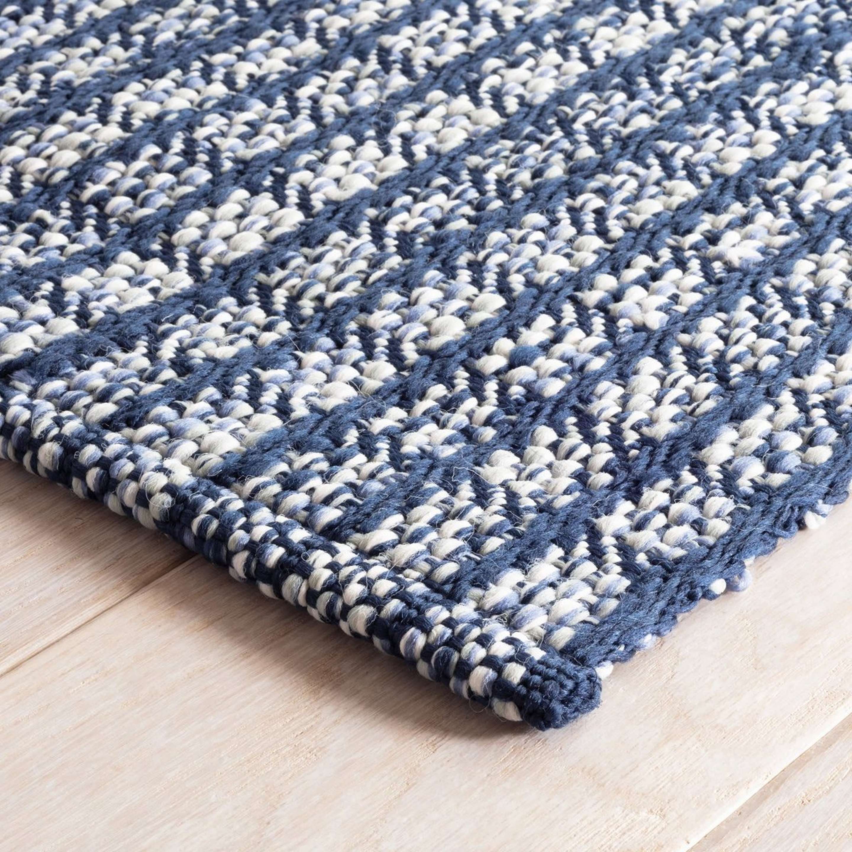 A Ellada Handwoven Indoor / Outdoor Rug with Navy / Blue / White color