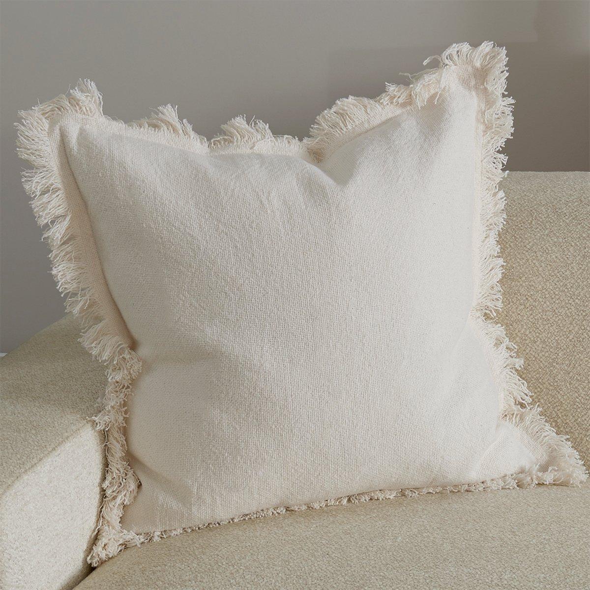 Semolina Textured Faux Fur Square Throw Pillow