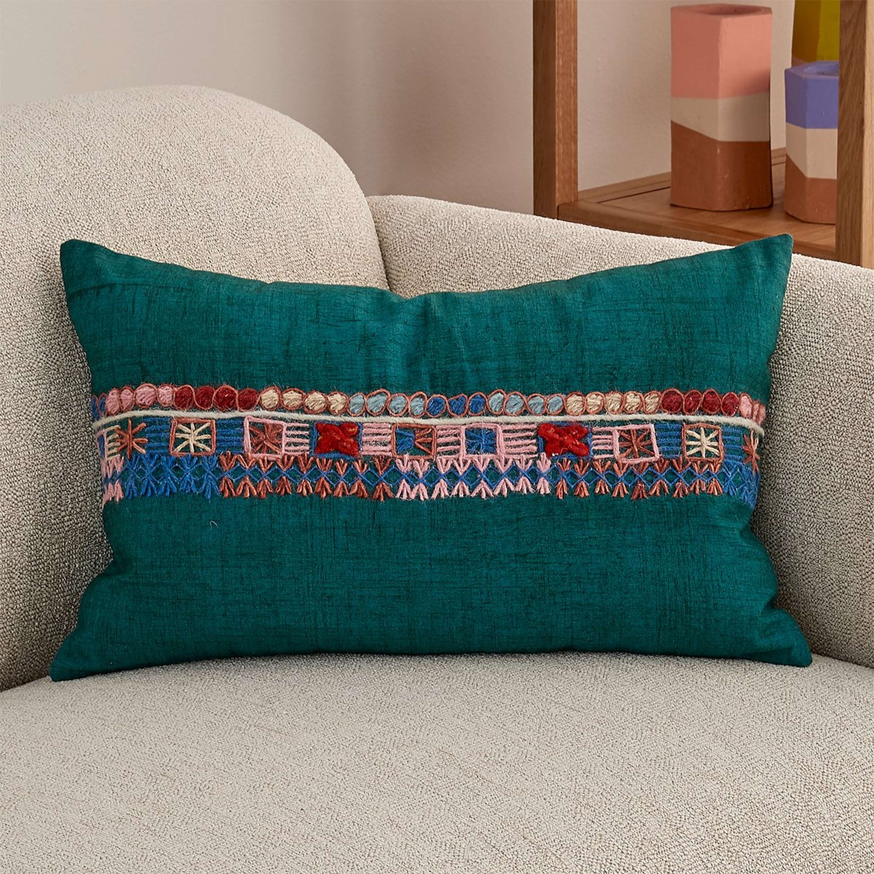 A Rainier Lumbar Pillow with Teal / Multi color