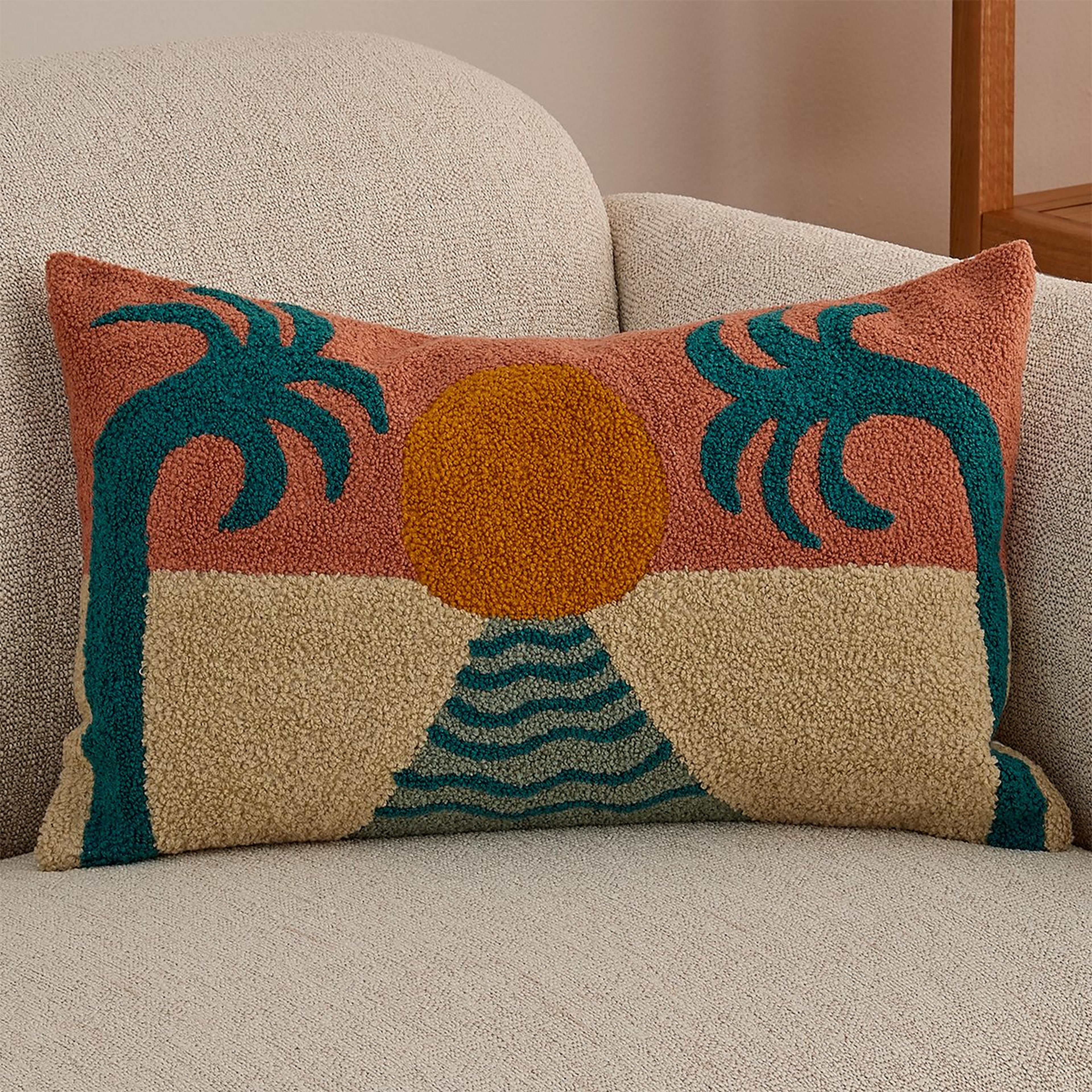 A Beachy Keen Pillow with Teal / Pink / Multi - Down color