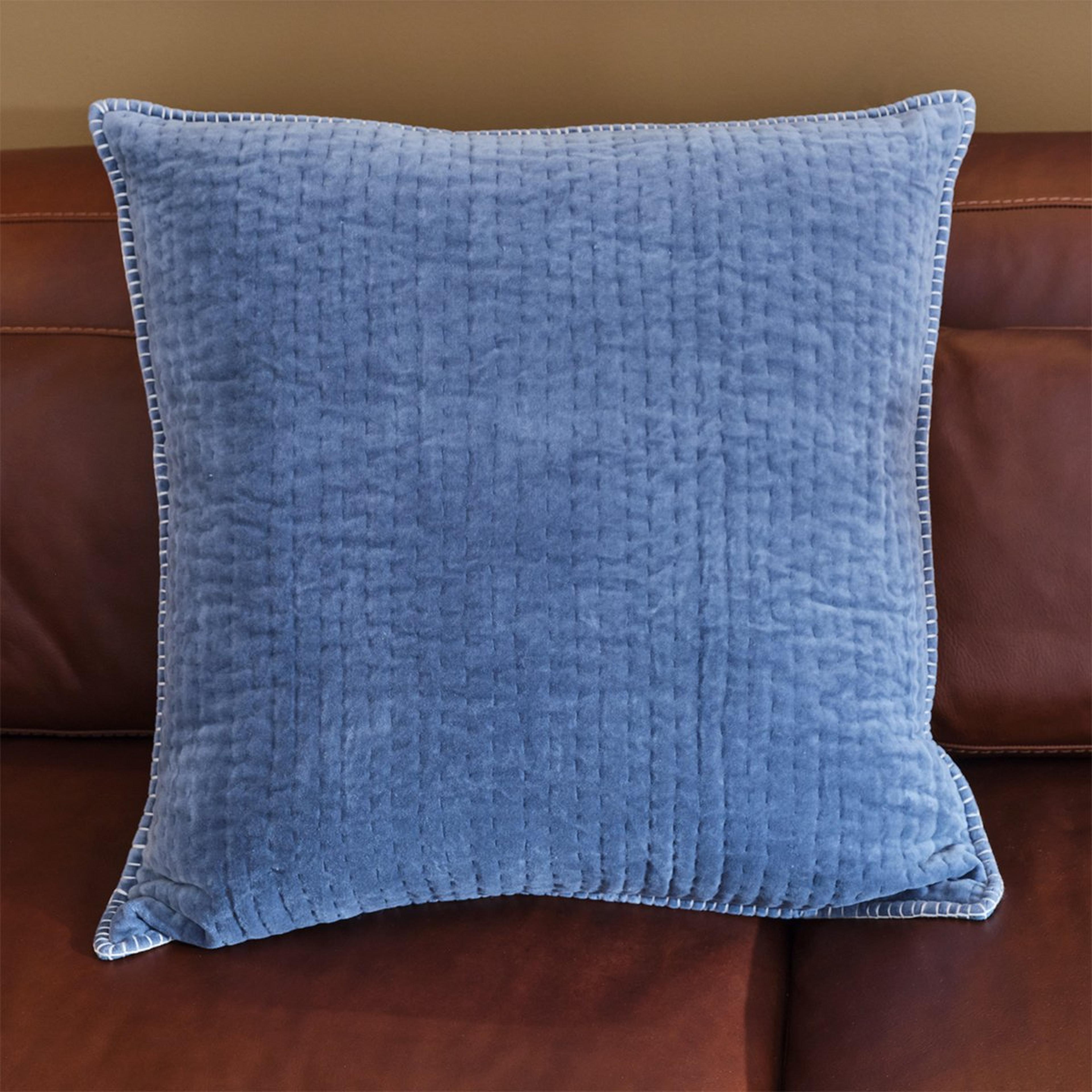 A Keeneland Pillow with Blue Velvet / Poly  color