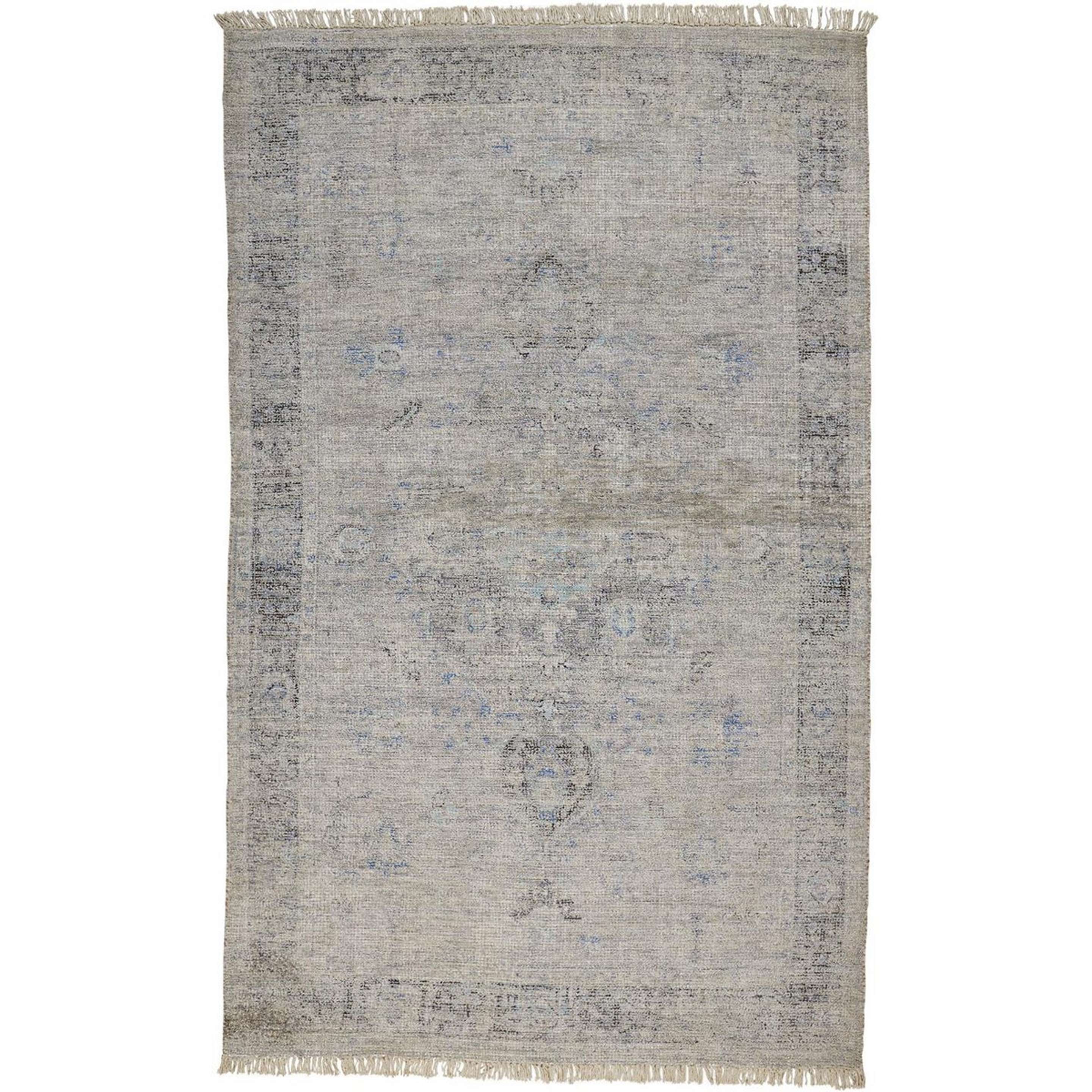 A Kenmore Handwoven Rug with Gray / Black / Blue / Ivory color