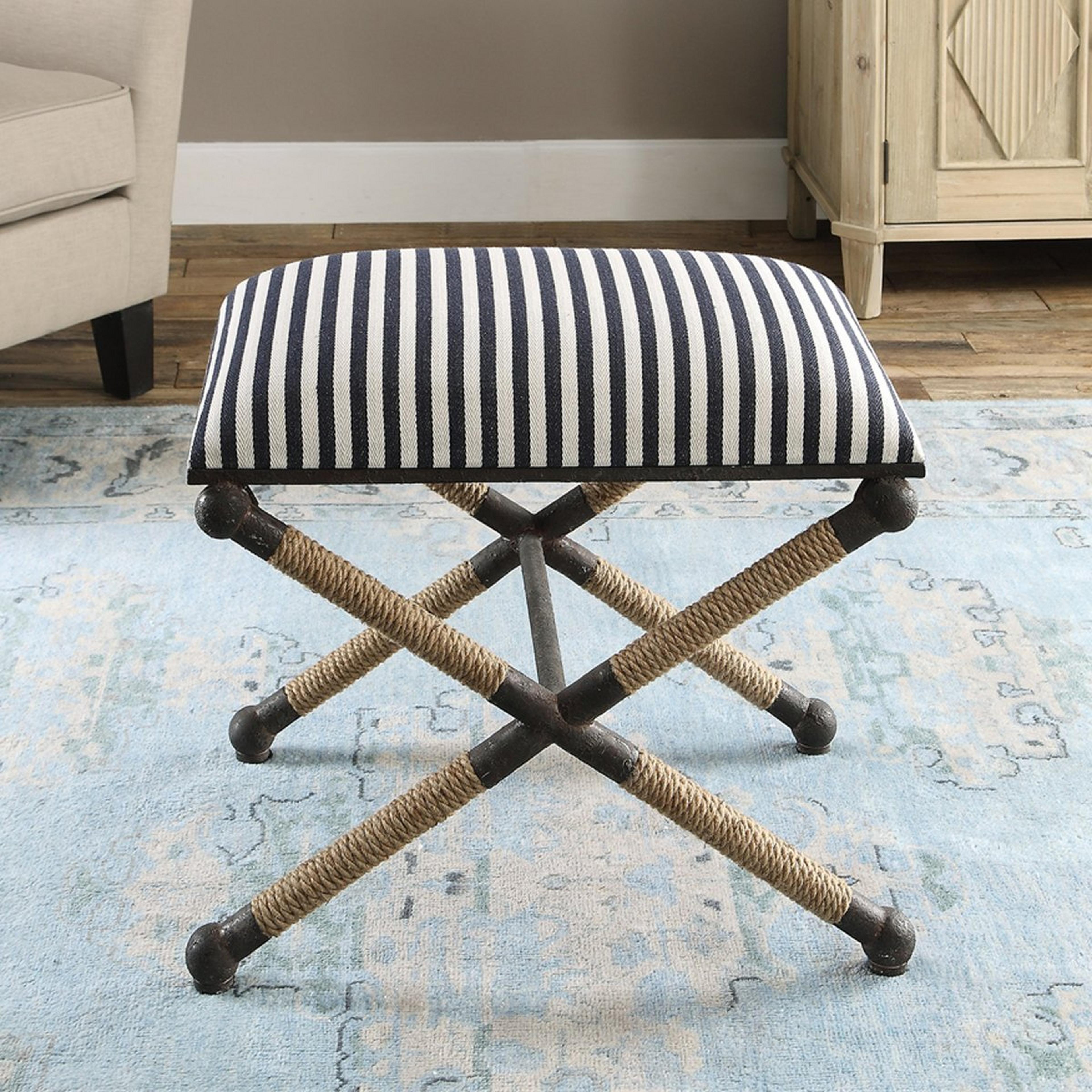 Striped Rustic Bench - Short