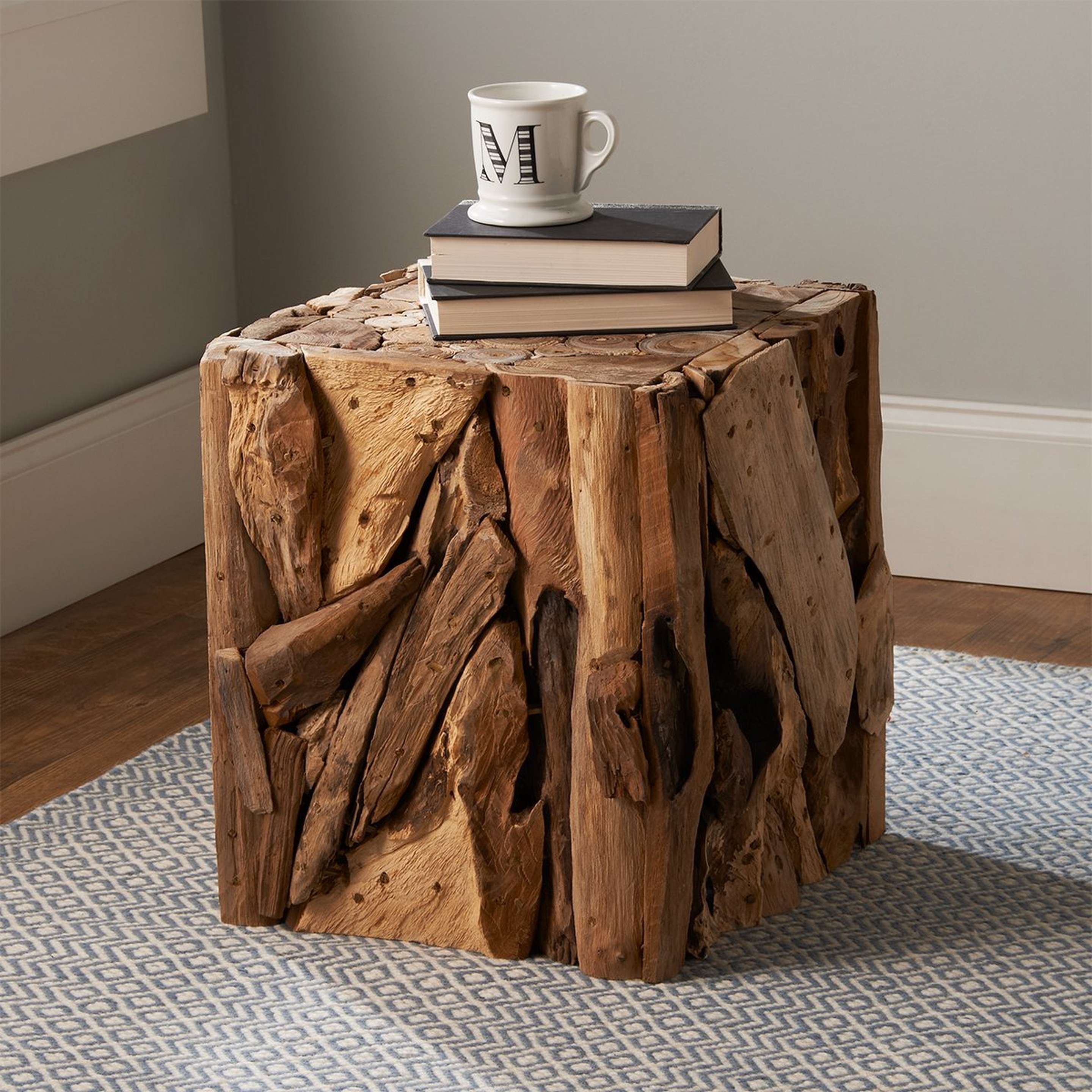 A Reclaimed Teak End Table with Natural color