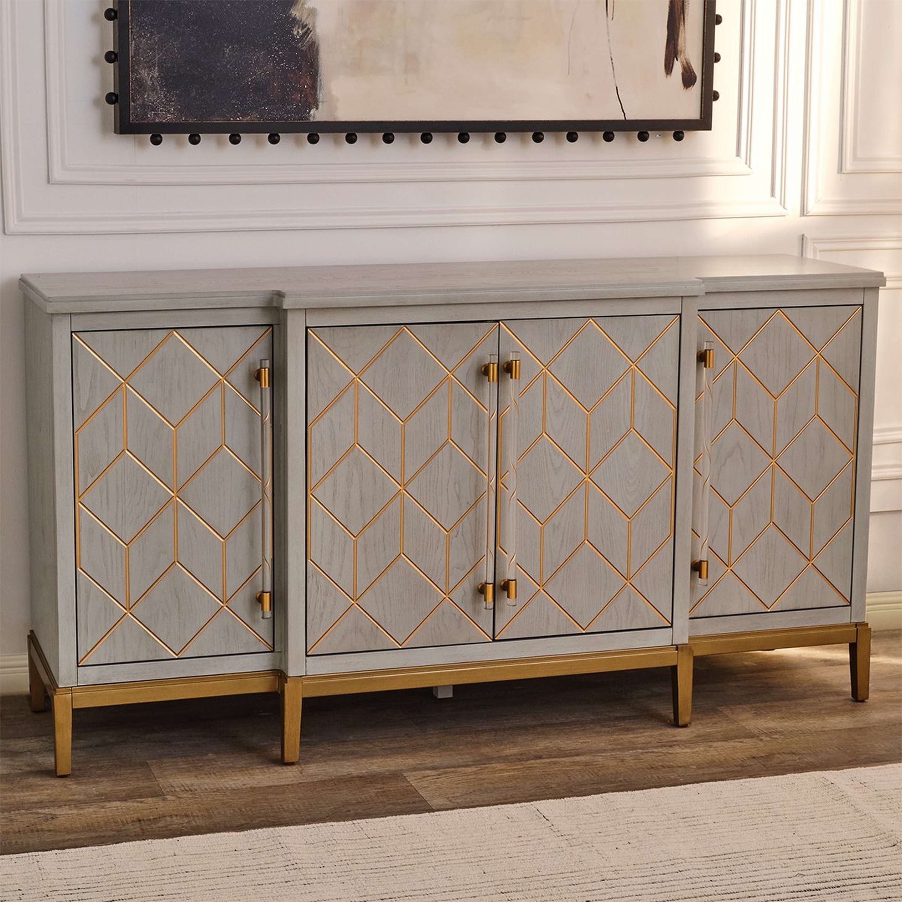 A Draper Classic Buffet with Pearl Gray / Gold color