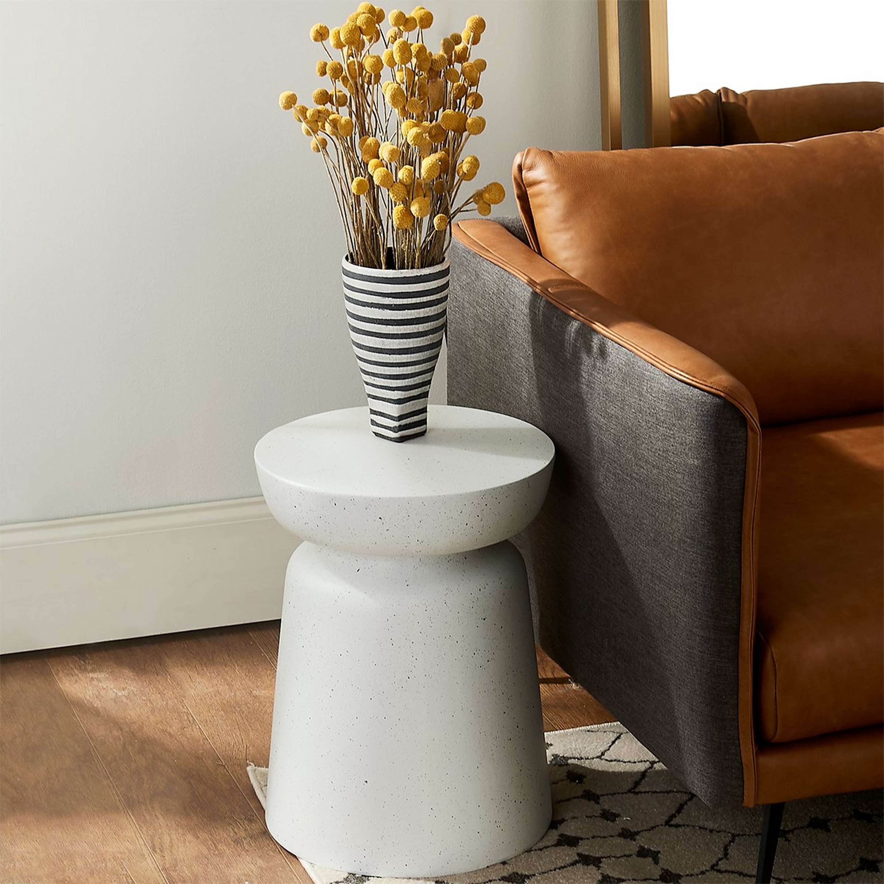 A Cinched Terrazzo End Table with White Terrazzo color