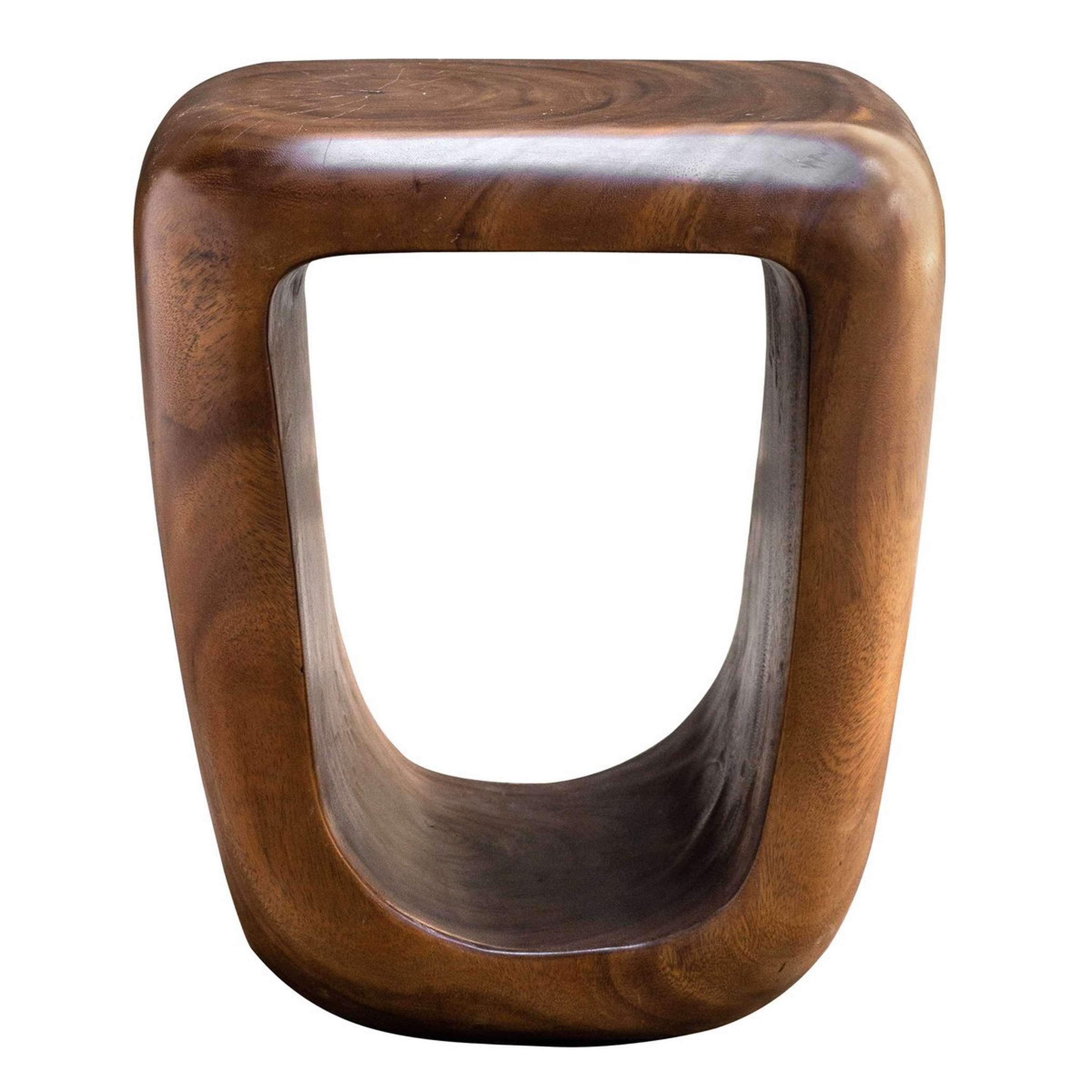 A Suar Wood End Table with Natural Wood color