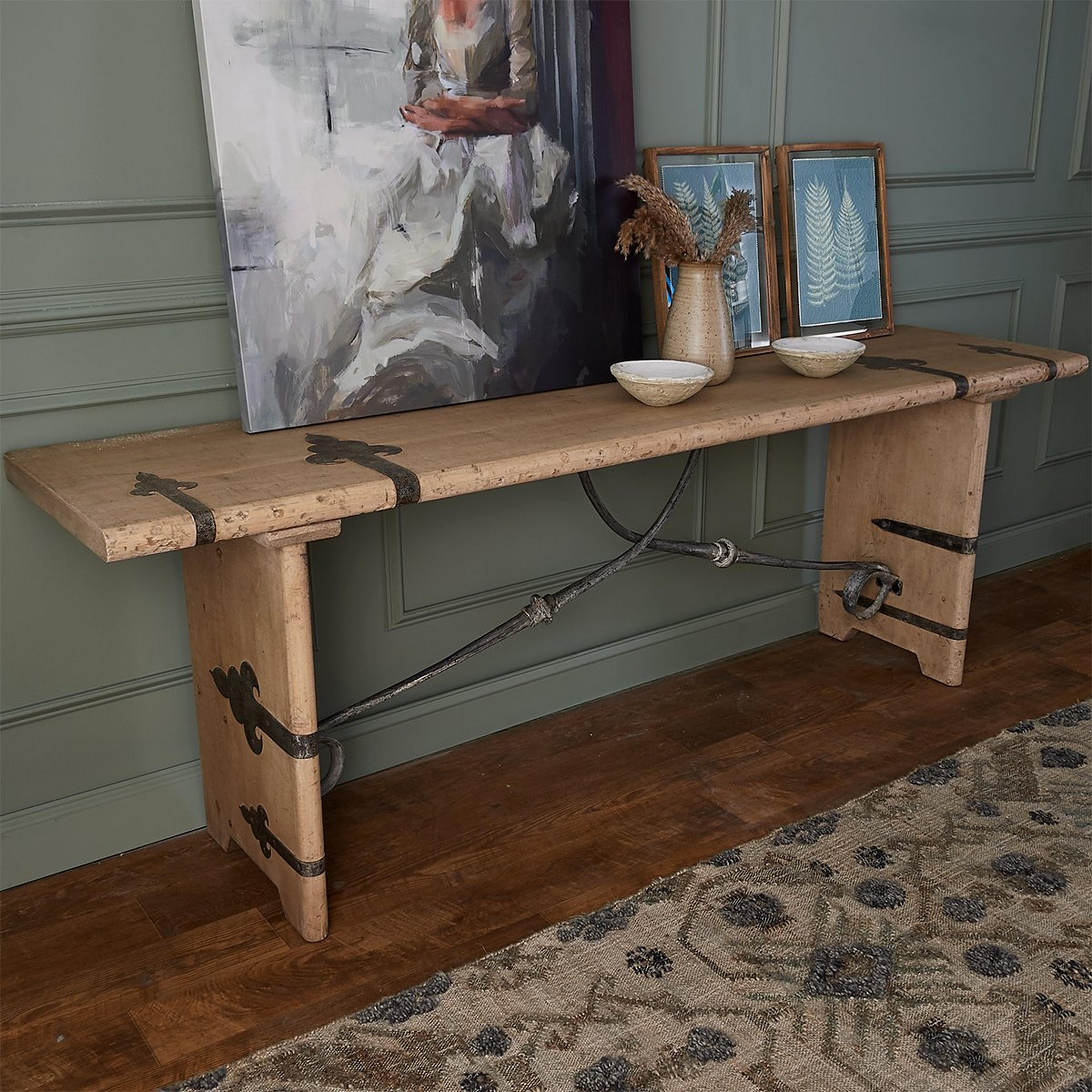 A Birka Console with Light Wood / Aged Steel color