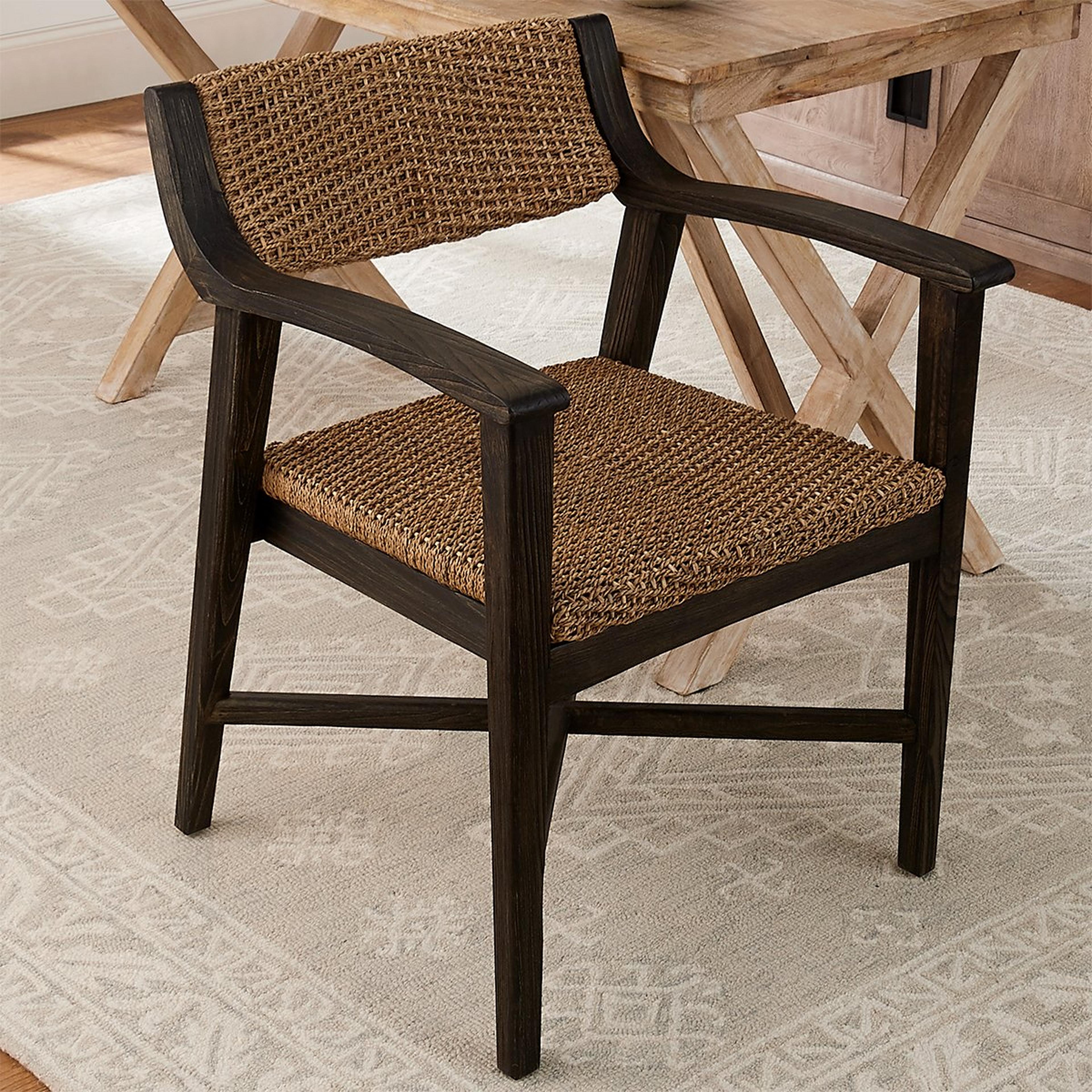 A Currituck Sound Chair with Dark Wood / Natural Seagrass color
