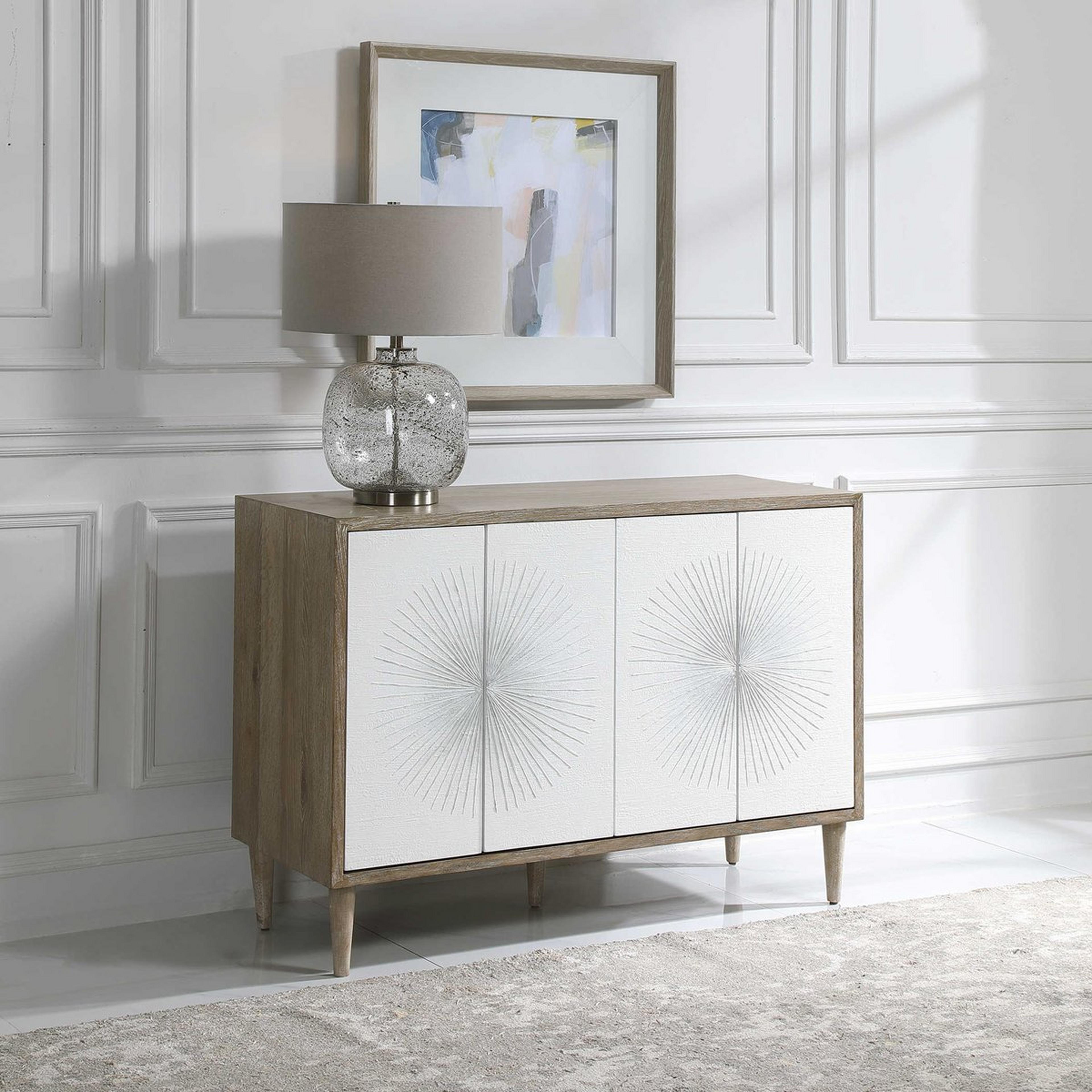 A Canopus Cabinet with Matte White / Oak Wood color
